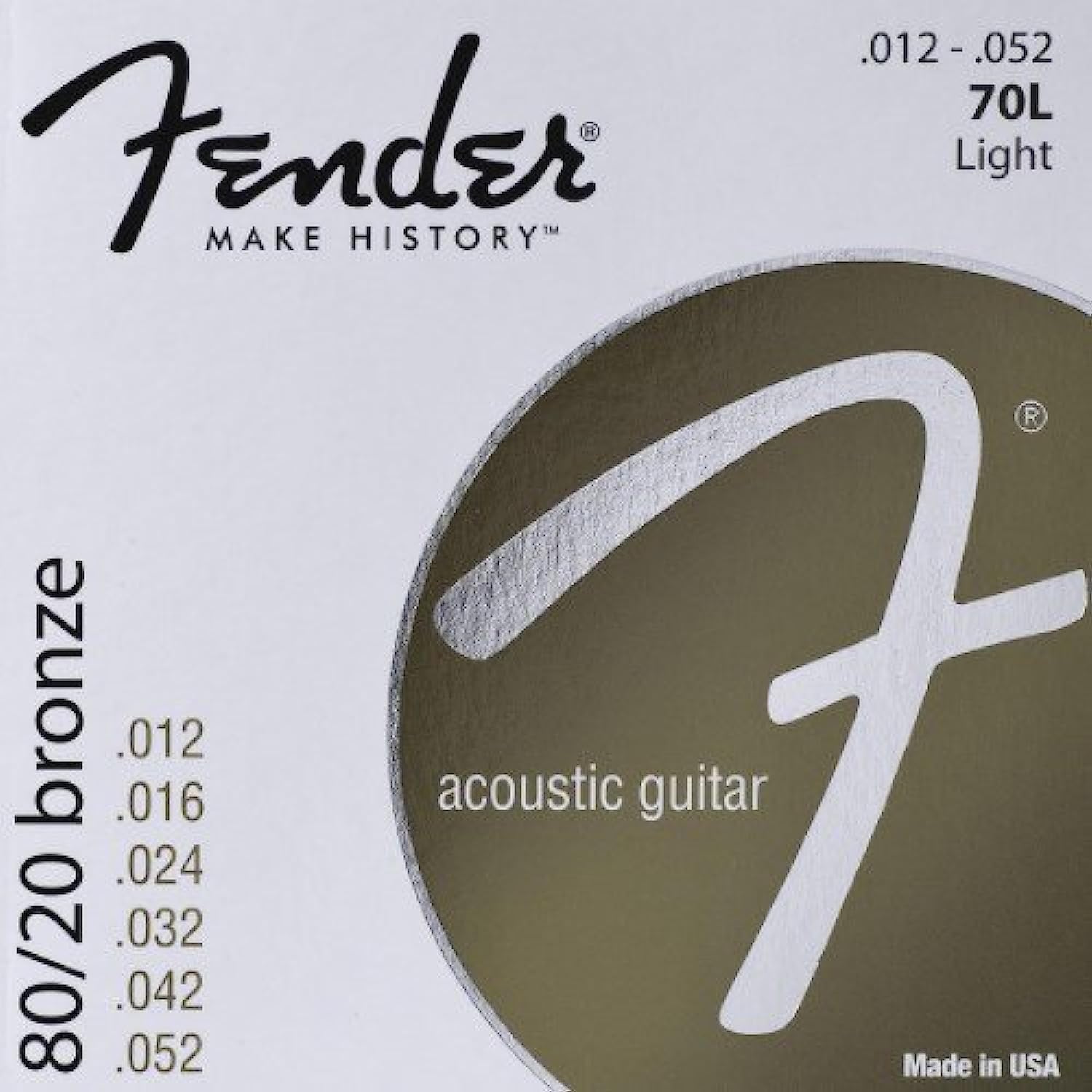 Fender 70L 80/20 Bronze Ball End 12-52, Acoustic Guitar Strings