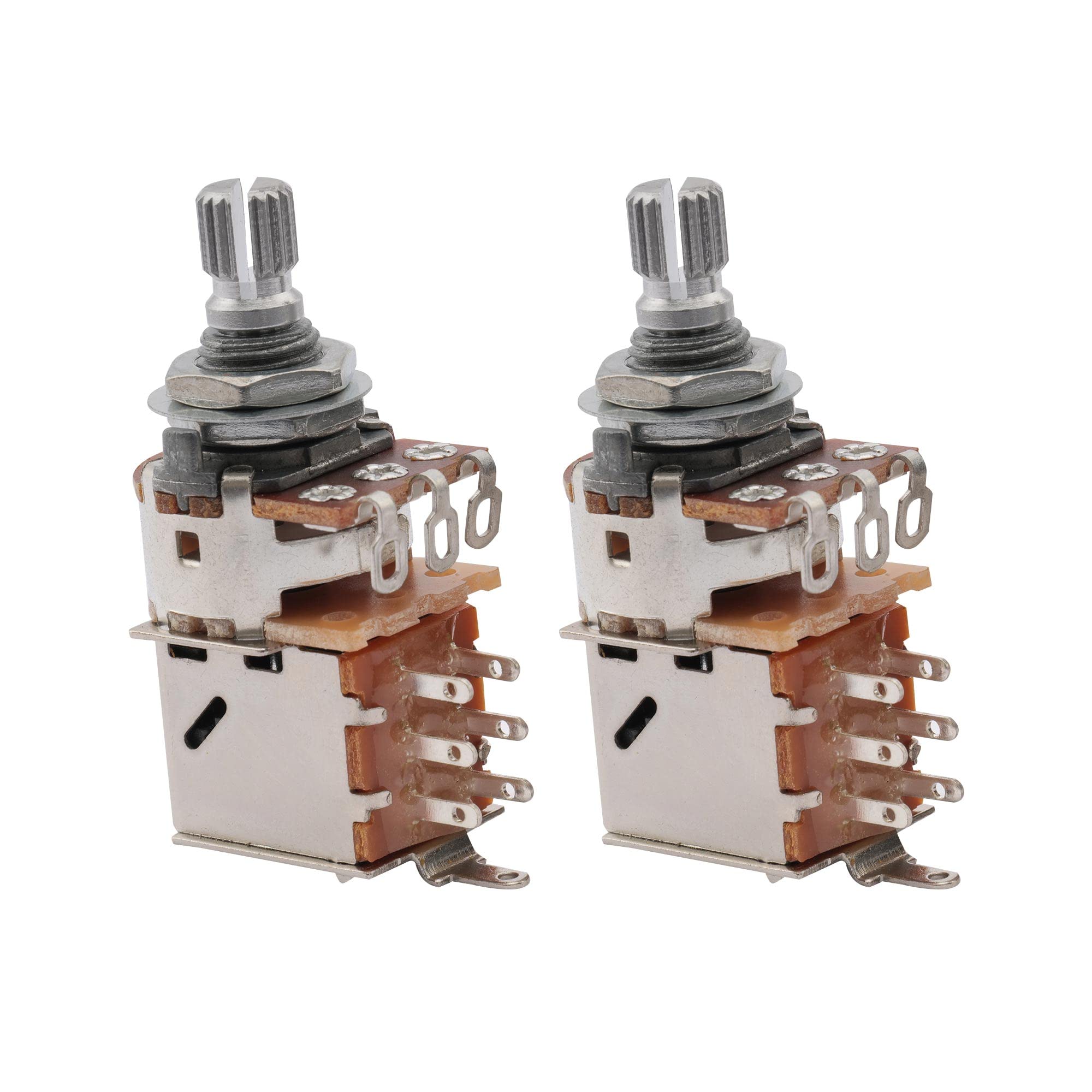 Musiclily Metric A500k Push Pull Guitar Pots Audio Taper Short Split Shaft Potentiometers for Electric Guitar or Bass(2 Pcs)
