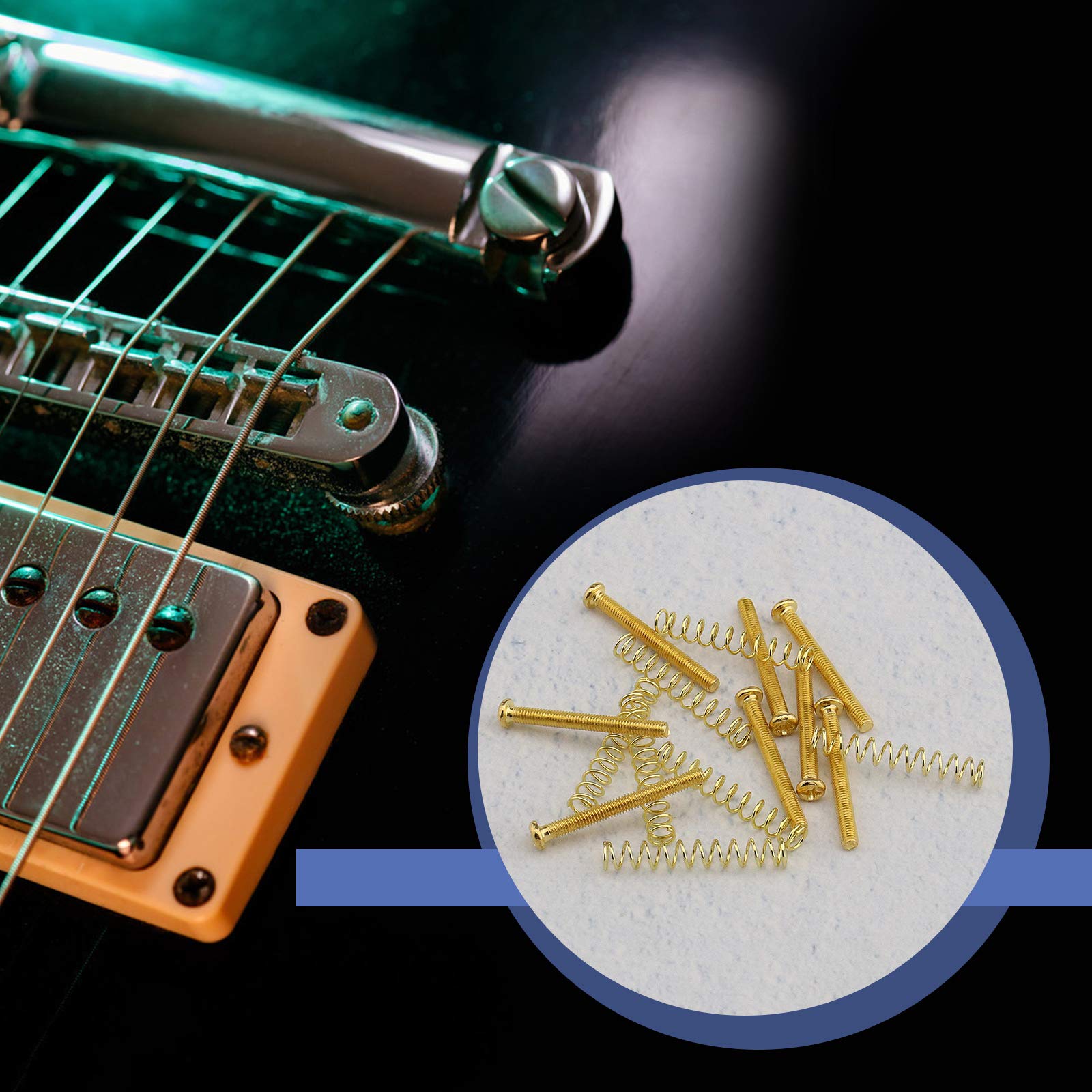 Micro Traders 8pcs Humbucker Pickup Mounting Gold Metal Screws and Springs Adjustable