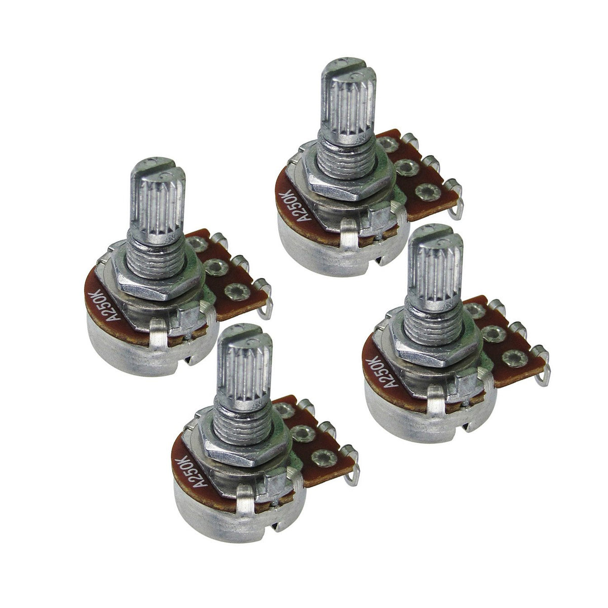 Fleor 4Pcs Small Size A250K Guitar Pots Knurled Split Shaft Potentiometers Audio Taper