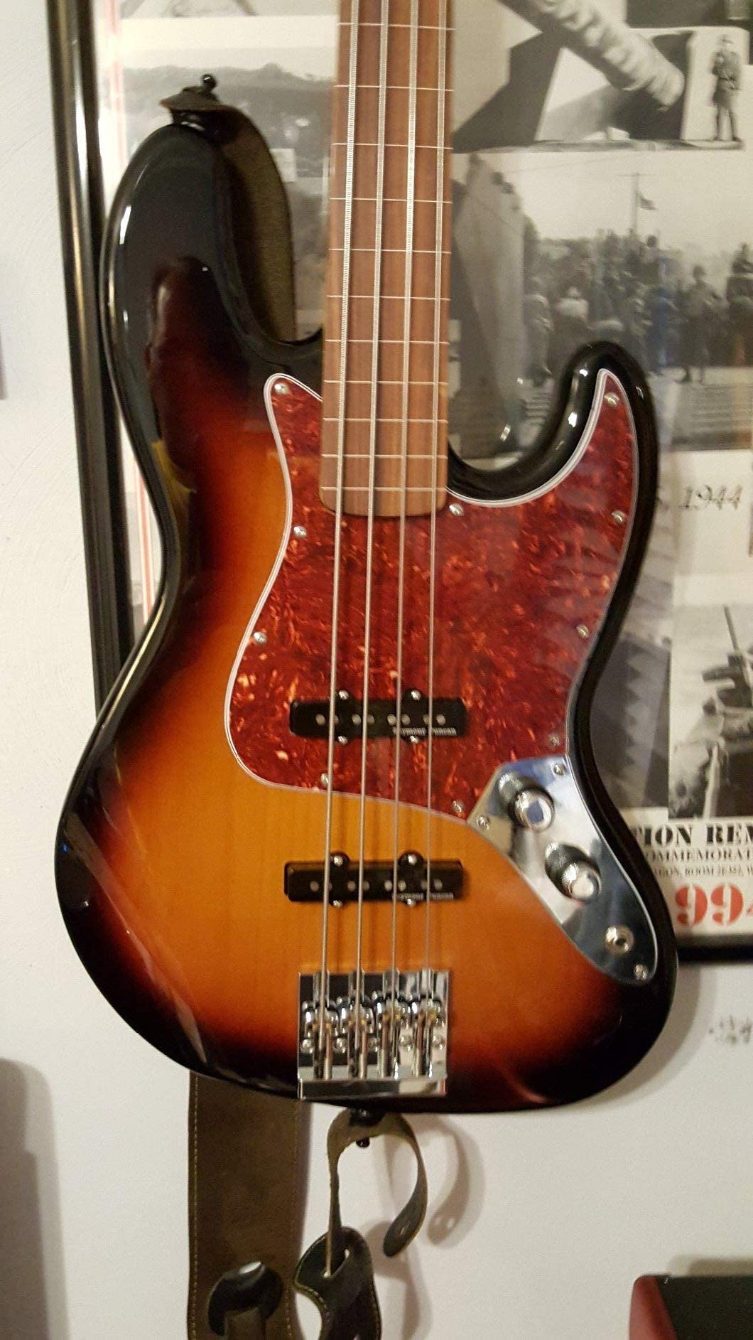 KAISH 4 String J Bass Style Pickguard Bass Pick Guard Scratch Plate for Jazz J Bass made in USA/Mexico Vintage Tortoise