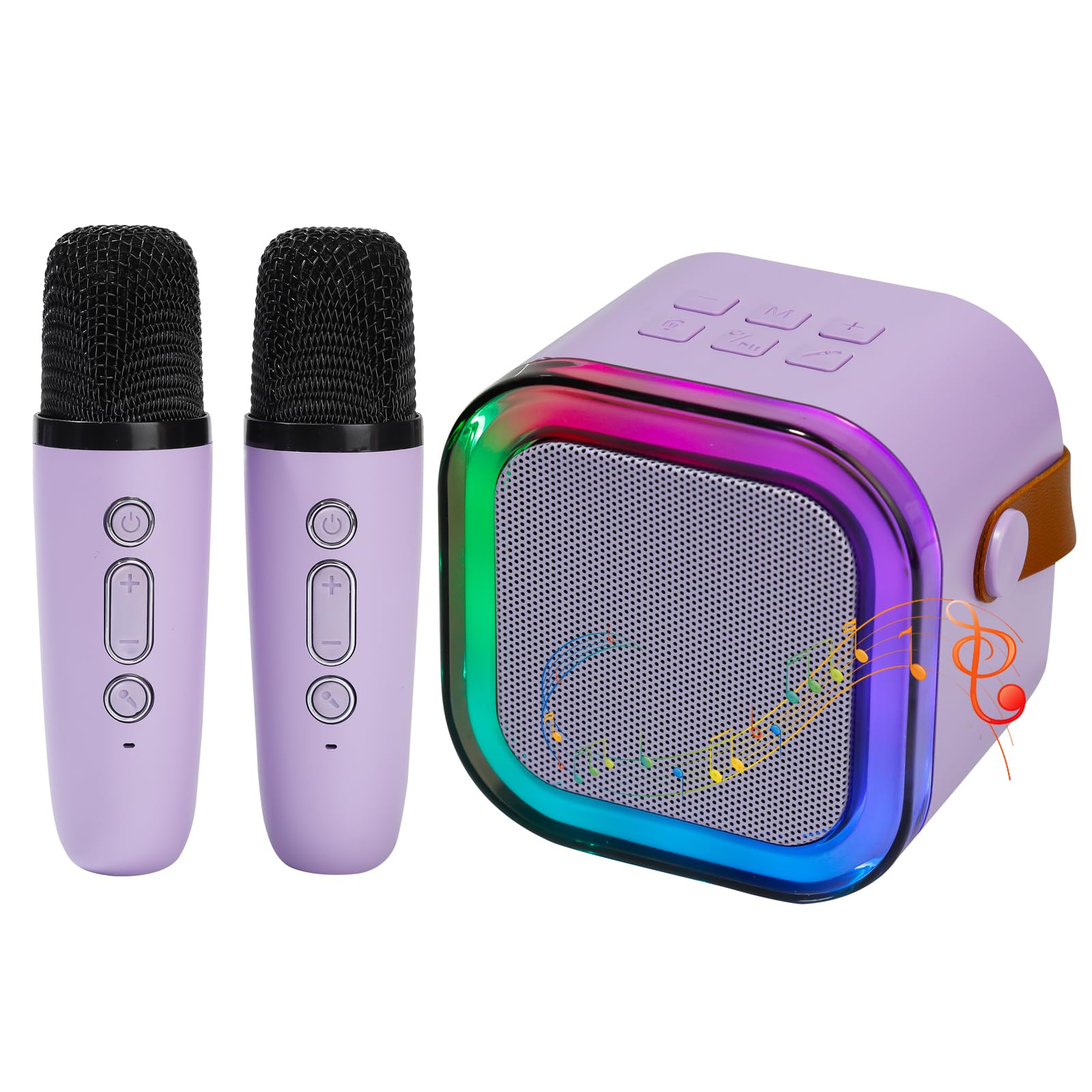 Karaoke Machine for Kids, Mini Karaoke Speaker with 2 Wireless Microphones,Voice Effects,LED Lights, Portable Singing Machine fo
