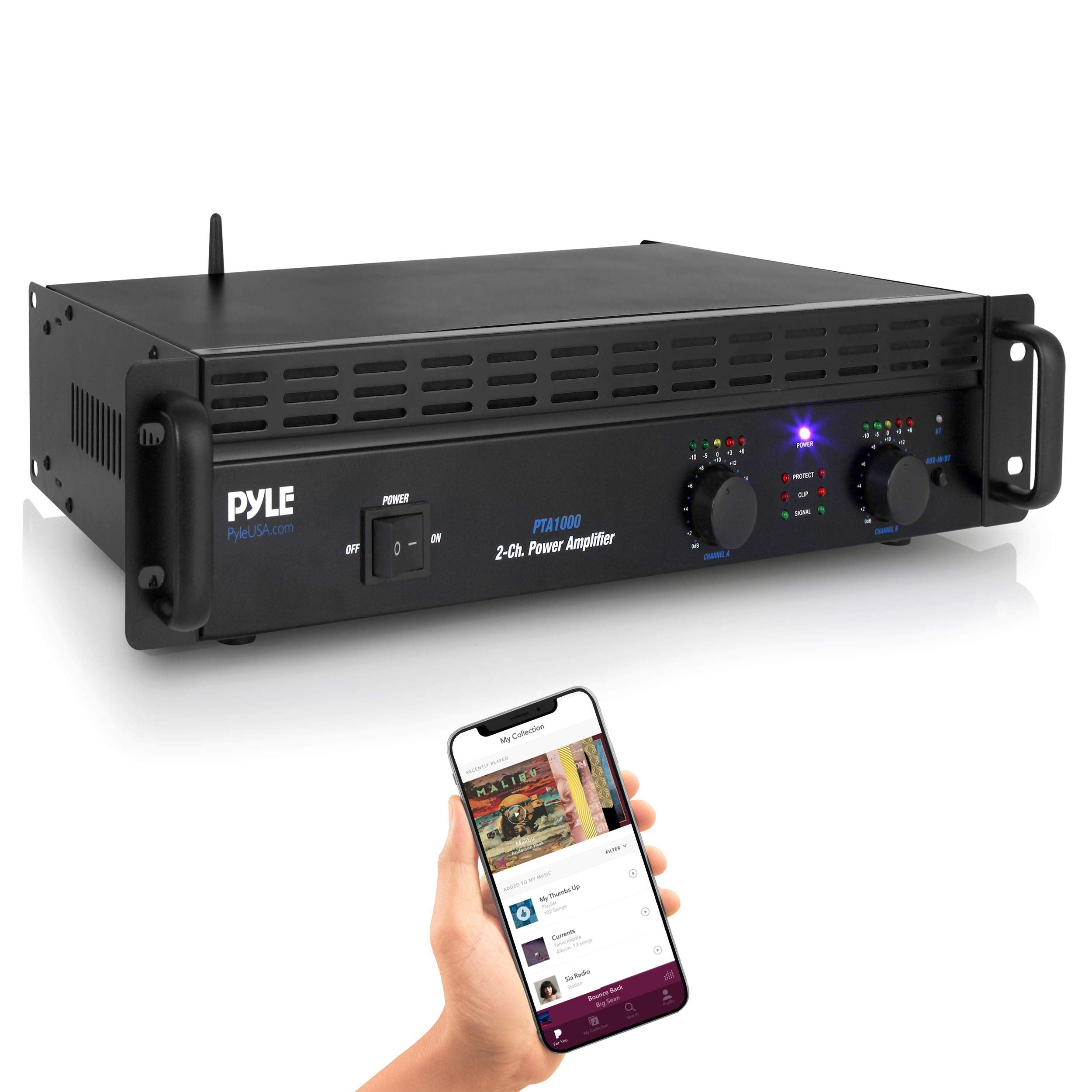 Professional Audio Bluetooth Power Amplifier - 2-Channel Rack Mount Bridgeable, LED Indicators, Shockproof Binding Posts, Coolin