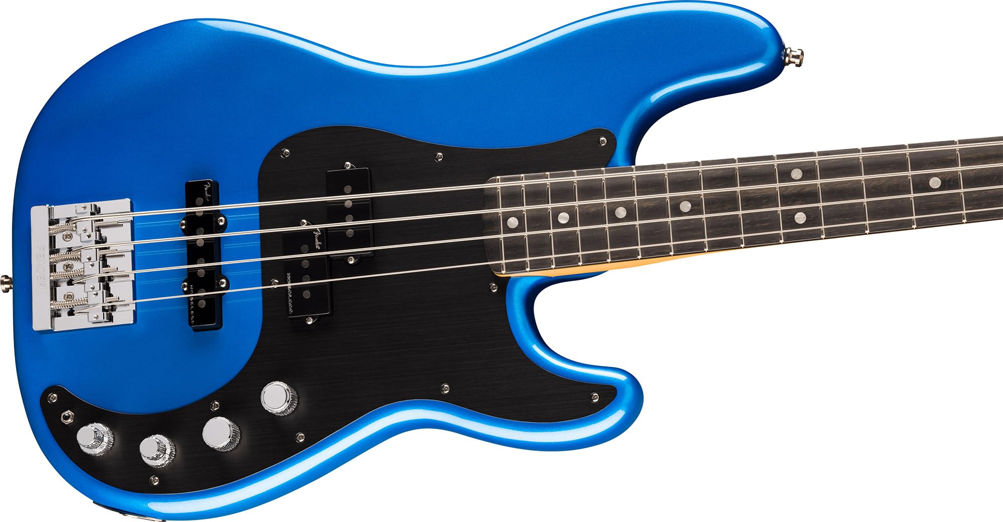 Fender American Ultra II Precision Bass - Noble Blue Bundle with Case, Strap, Cable, Hat, and Guitar Cleaning Kit