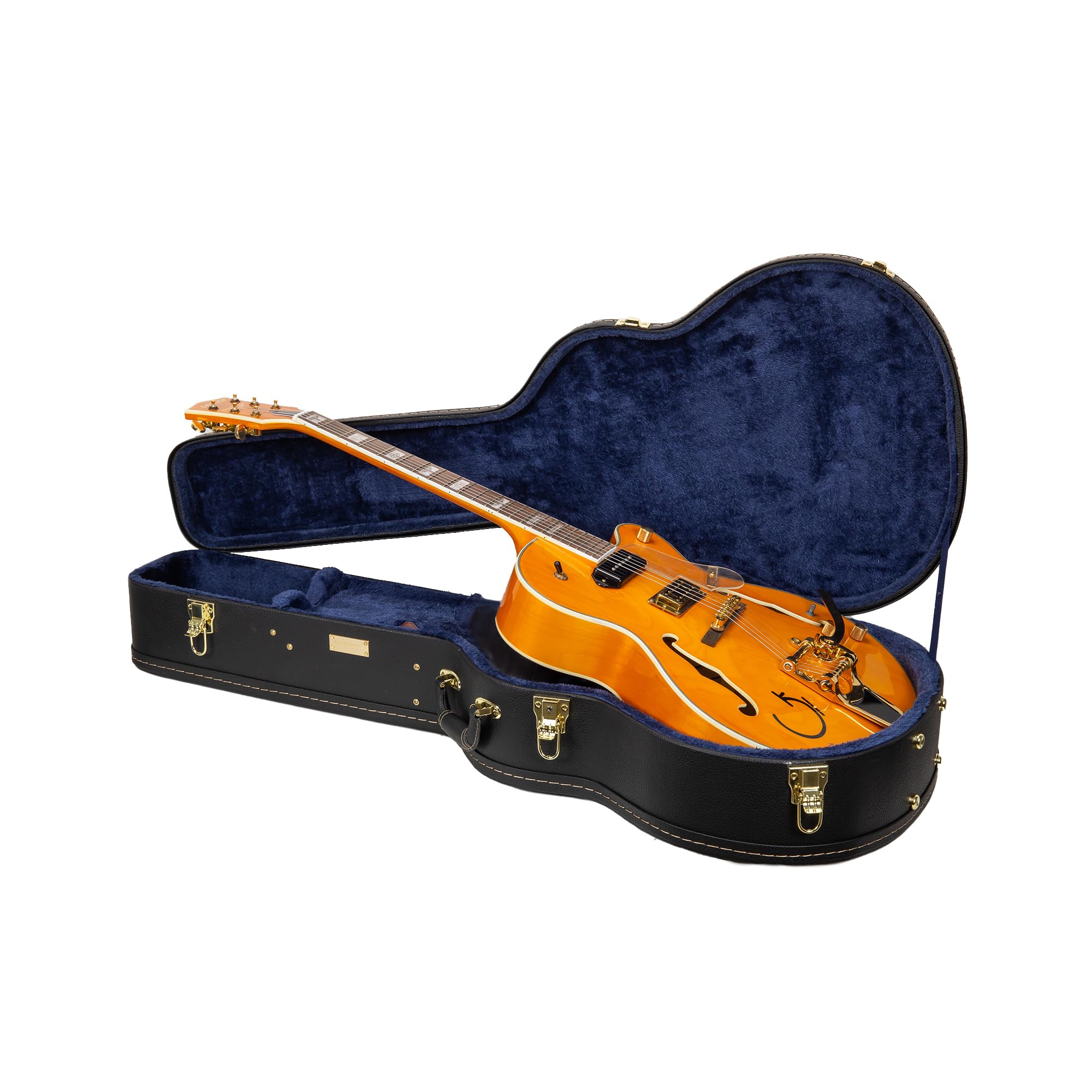 Crossrock Wooden Case for 16 Archtop/Hollow Body/Jazz Electric Guitars - Fits Gretsch Electromatic, Ibanez, Epiphone, Gibson ES 