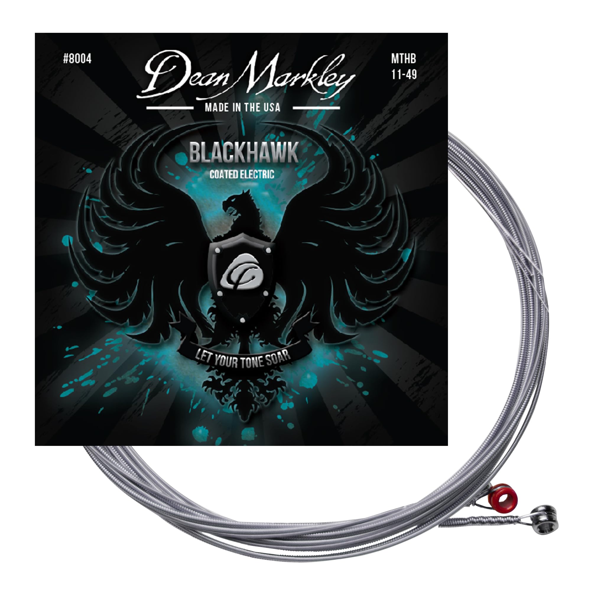 Blackhawk Coated Electric Guitar Strings 6 String Set, Medium 11-49 Alloy Steel Guitar Strings Electric, Thin Coated Electric Gu