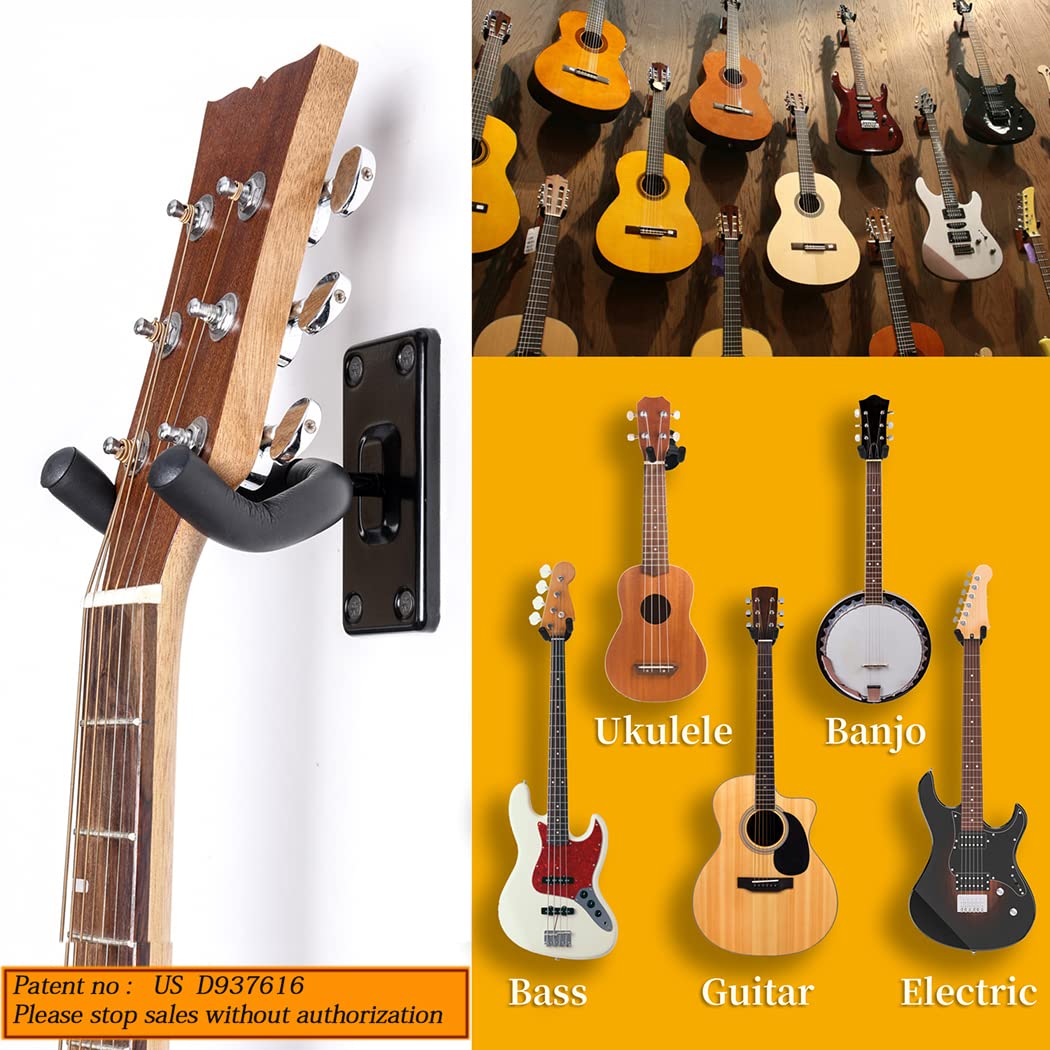Guitar Wall Mount Hanger,Guitar Hangers,Guitar Wall Hook Black hooks Metal Guitar Holder