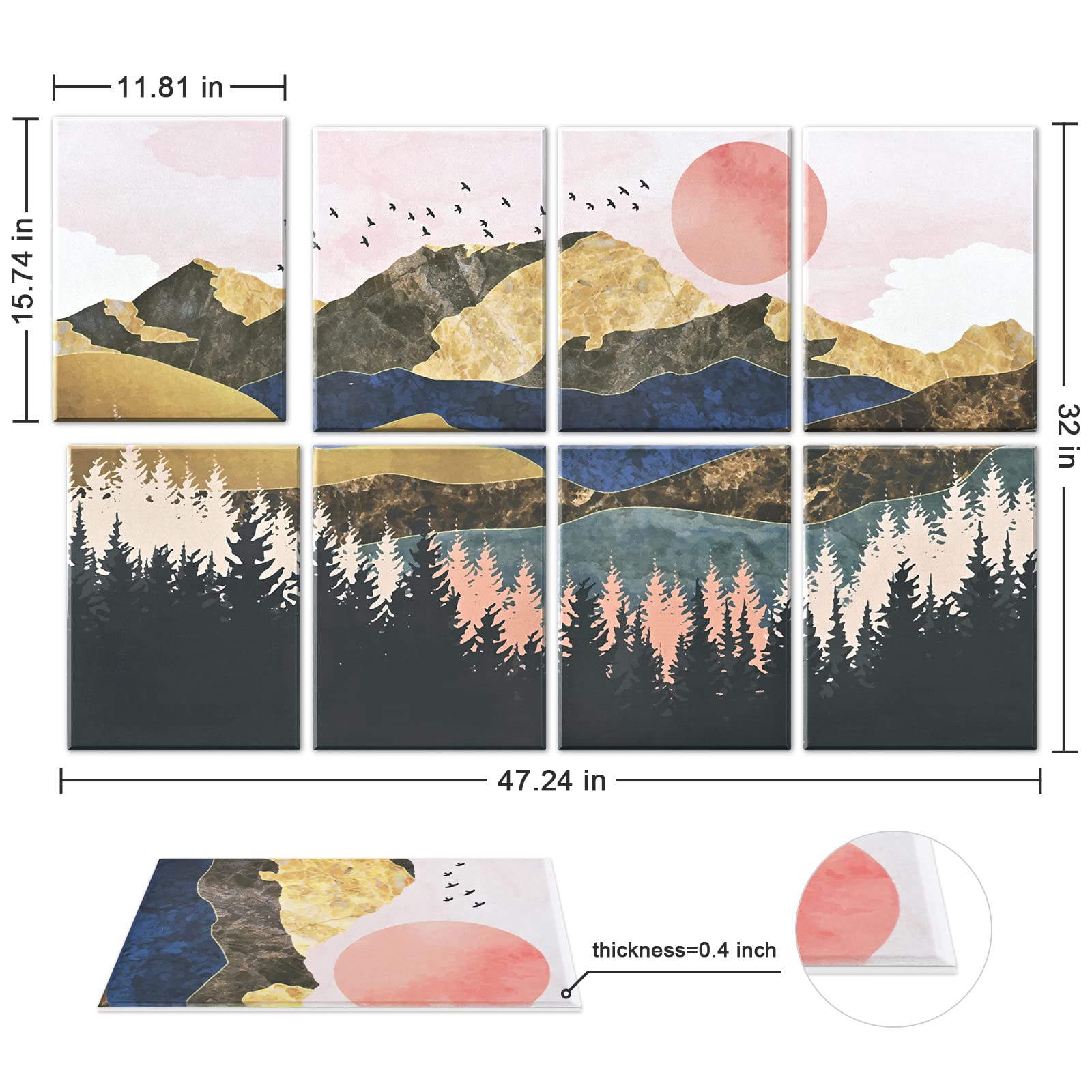 Tutmyrea Art Acoustic Panels, 48''X32'' Self-adhesive Sound Proofing Padding, 8 Pack Acoustical Soundproof Wall Panels, Decorati