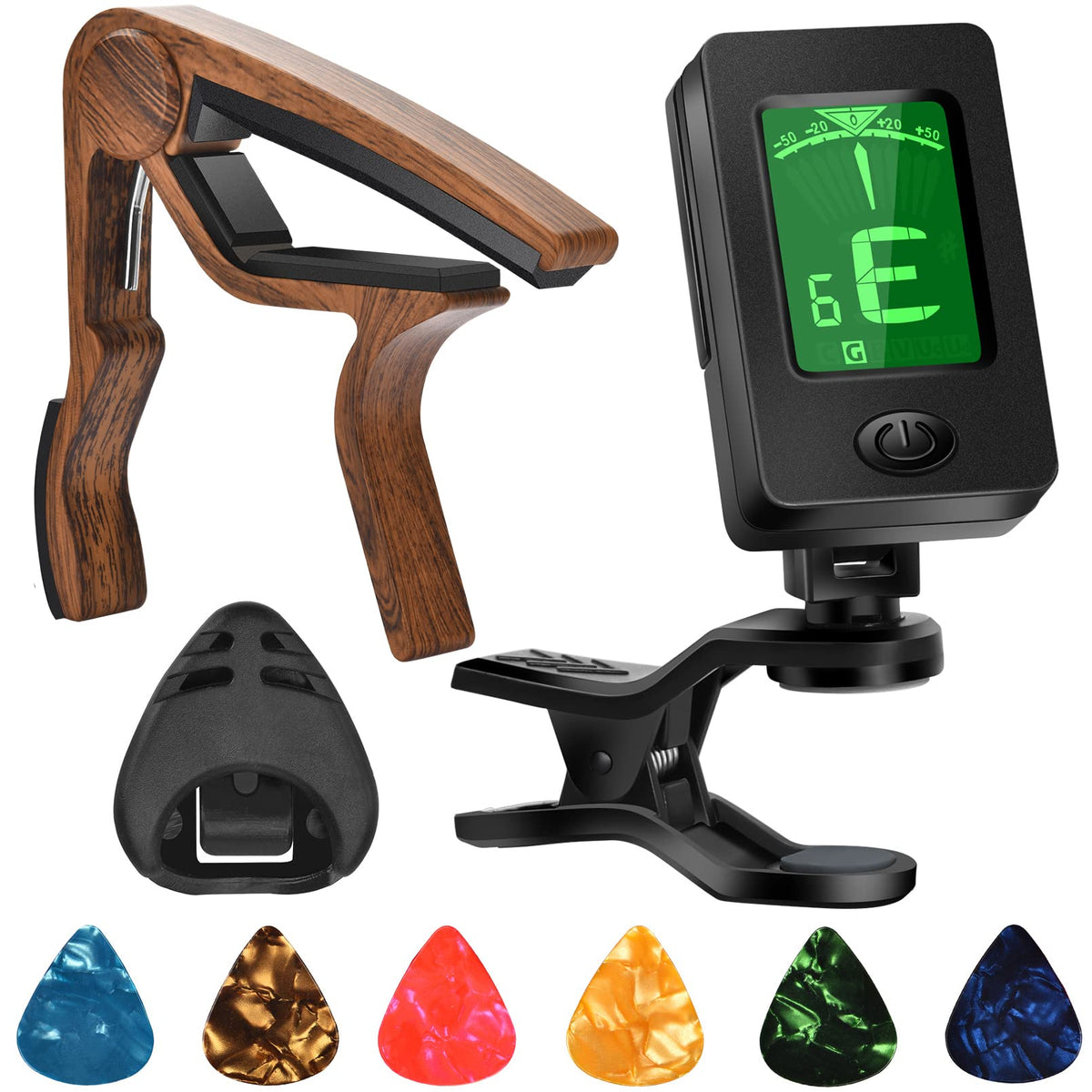 Guitar Capo, Guitar Picks, Guitar Accessories With Guitar Tuner, Capo For Acoustic Guitar, Bass, Buzzing-Free, Quick Release, Gu