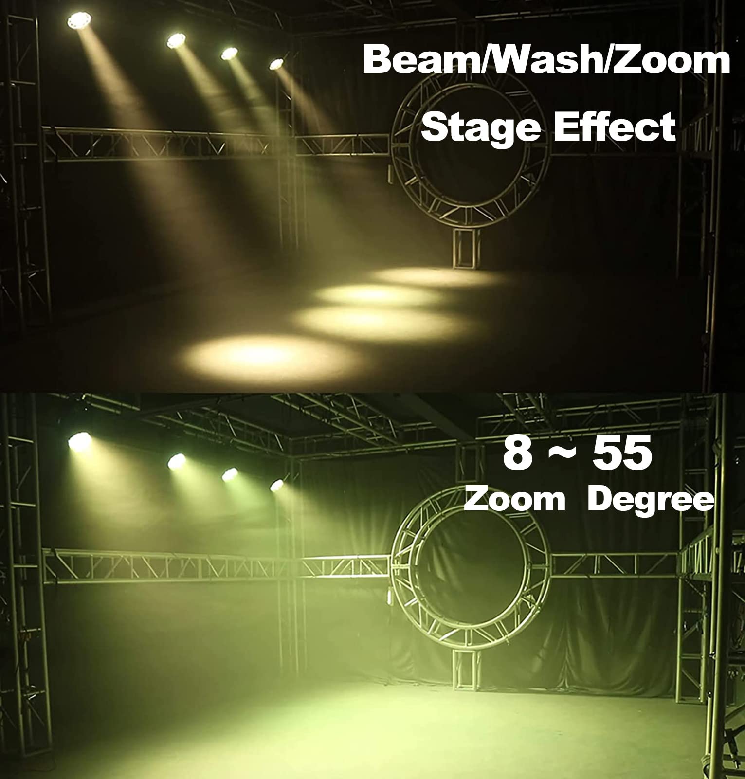 SHEHDS Moving Head Light LED 19x15W RGBW 4in1 Beam/Wash/Zoom Effect Stage Lights Professional DMX512 & Sound Activated Control D