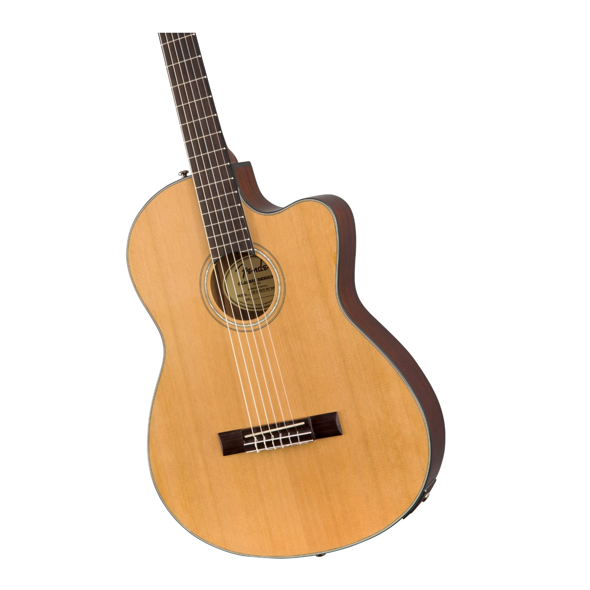 Fender CN-140SCE Thinline Concert Nylon String Acoustic Guitar, with 2-Year Warranty, Natural, with Case