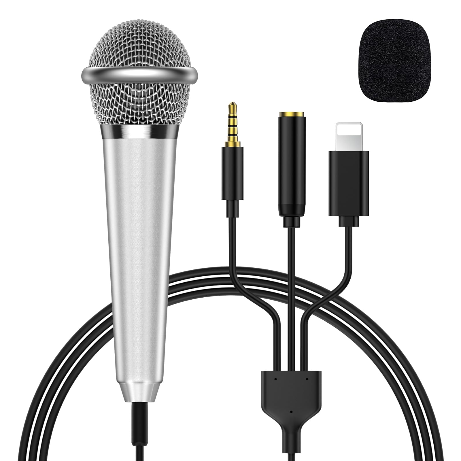 Nichom 2-In-1 Mini Microphone For Android, Iphone 15, Laptop And Pc, Portable Mini Mic For Vlogging, Karaoke, Video Recording Wi