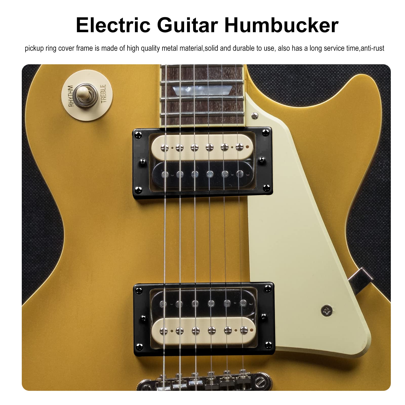 MAXCHEER 2PCS Metal Iron Flat Humbucker Pickup Ring for Electric Guitar Replacement (Black)