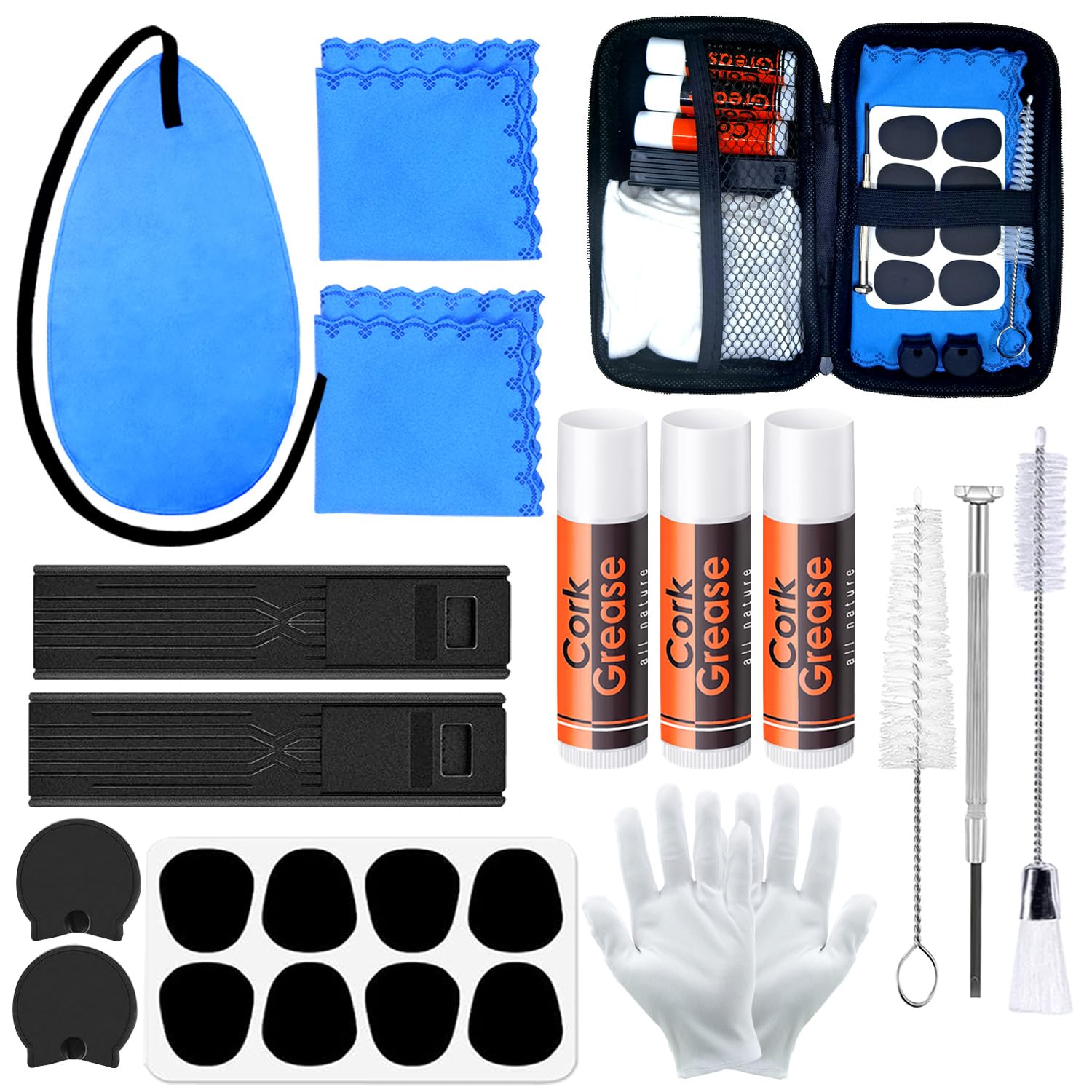 Clarinet Cleaning Kit with Case, Saxophone Cleaning Kit, Clarinet & Saxophone Care Kit, Maintenance Kit with Case for Wind & Woo
