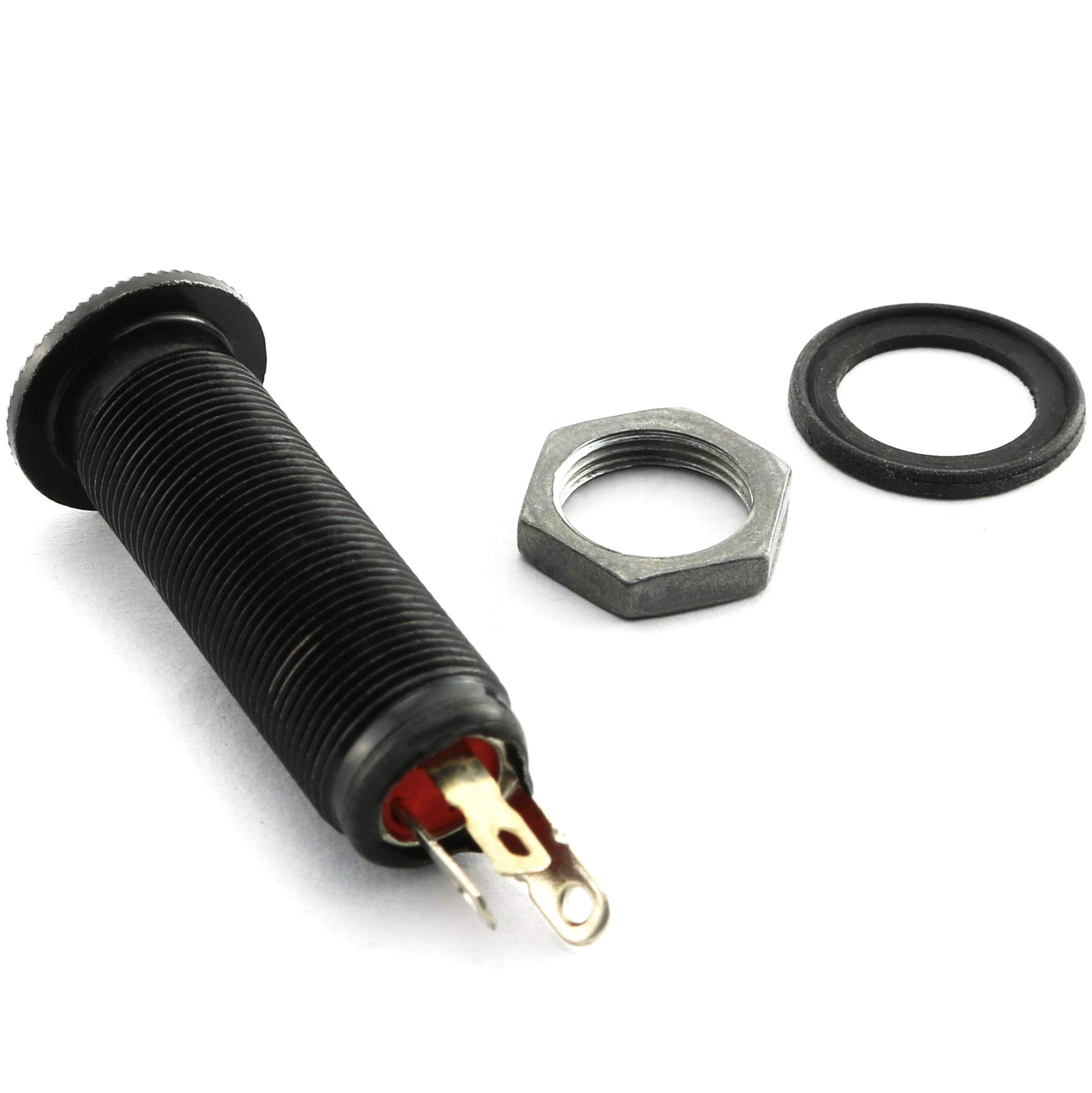 Longdex Bass Barrel Jack Black Cylinder Stereo 1/4'' Flush Mount Output Jack Input Plug Sockets With 3 Pins For Electric Guitar