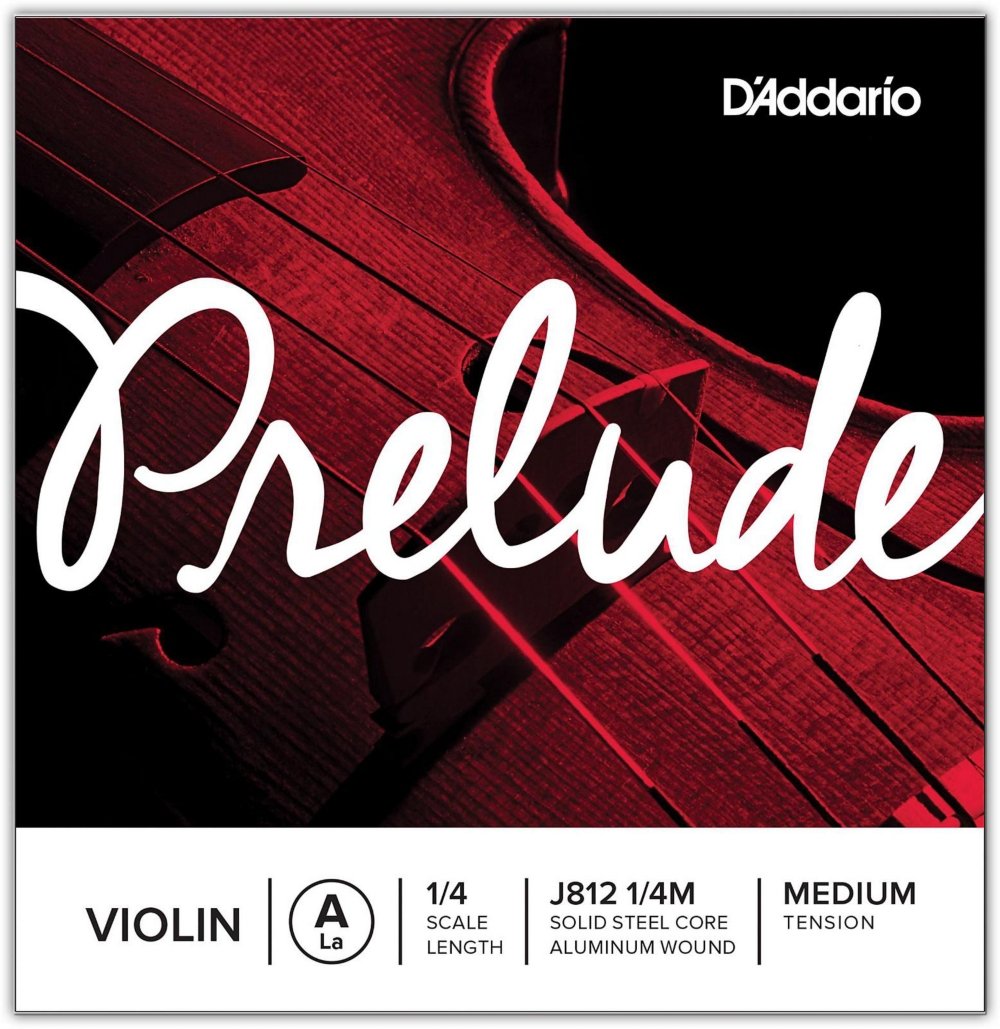 DAddario Prelude Violin Strings, J812 1/4M, Medium Tension, 1/4 Scale, Single A String