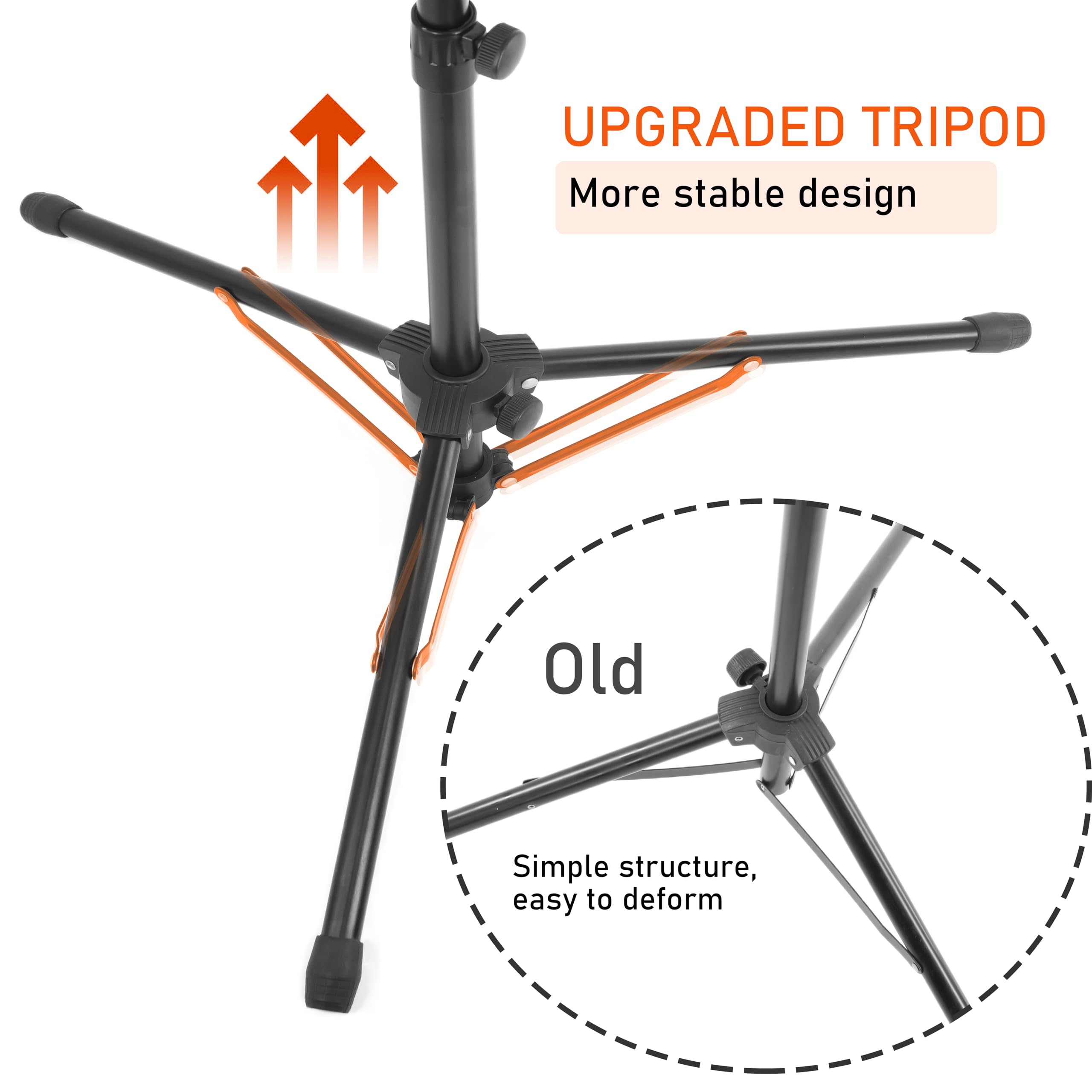 Microphone Stand with IPAD Clip, Floor Foldable Mic Stand with Phone Clip,Heavy Duty Tripod Boom Arm with 2 Mic Clips and Carryi
