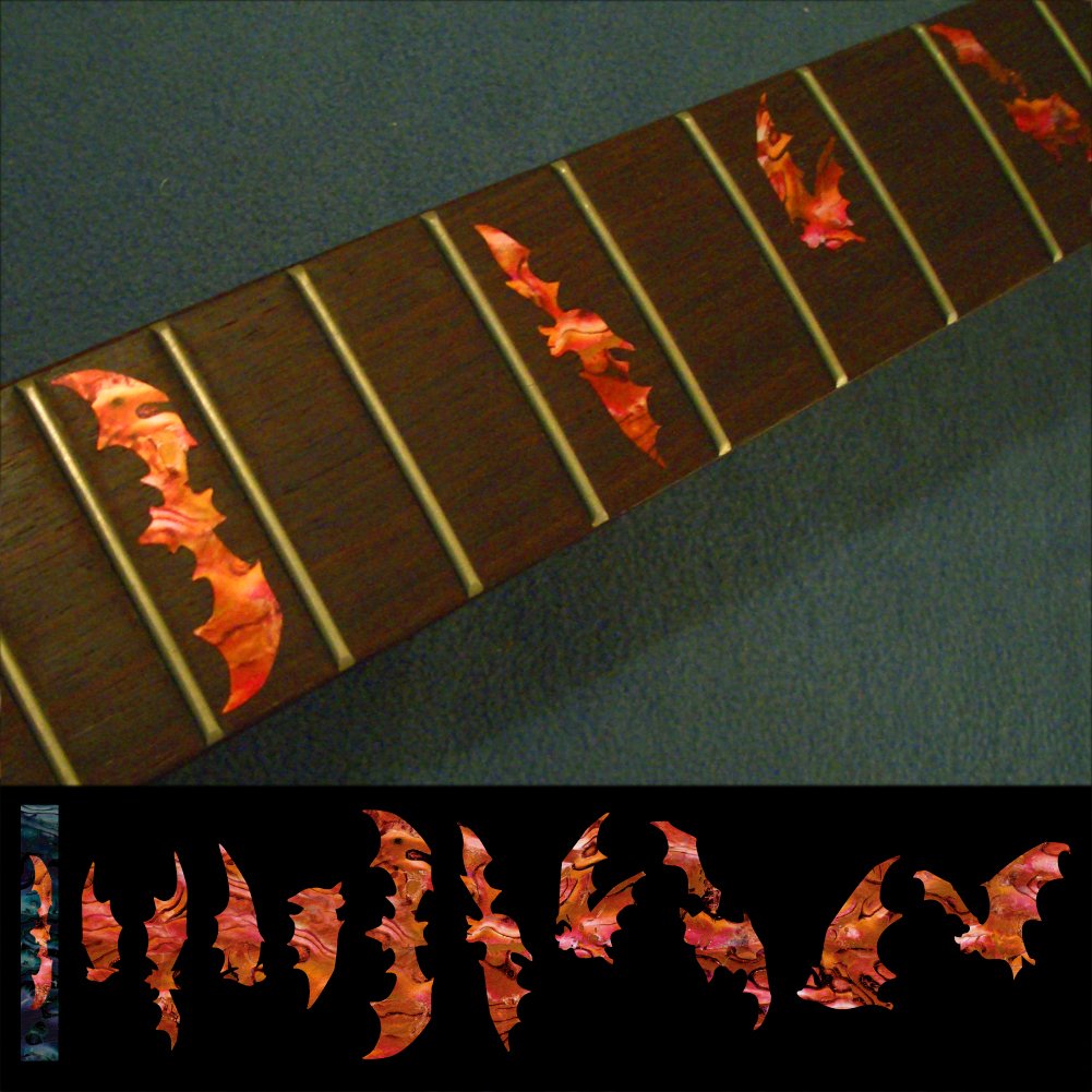 Jockomo Bat Bat Abalone Red Guitar Inlay Sticker