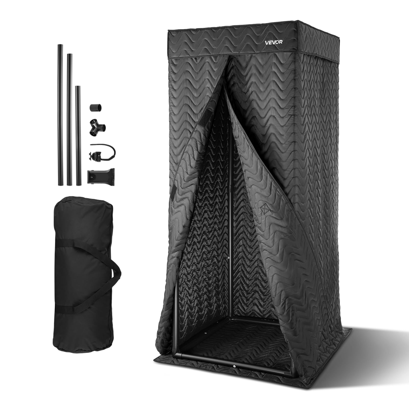 VEVOR Portable Vocal Booth, 6.56 ft Height, Portable Recording Studio with Travel Bag, Mobile Tablet Stand, Thickened Soundproof