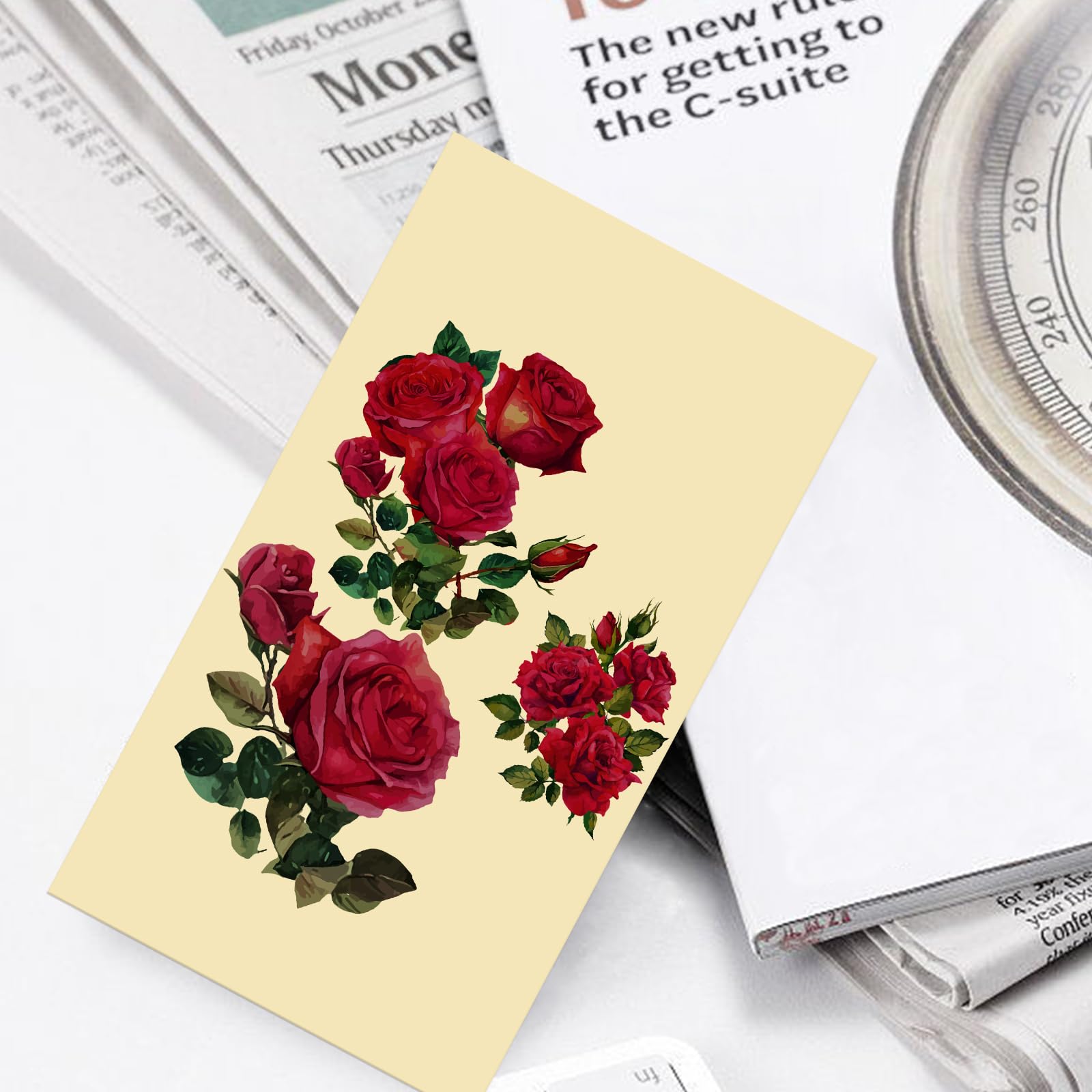 PLIGREAT 2 Pack Red Rose Guitar Headstock Guard Board Stickers Removable Guitar Decals DIY Gifts for Guitarist Bass Player Bands