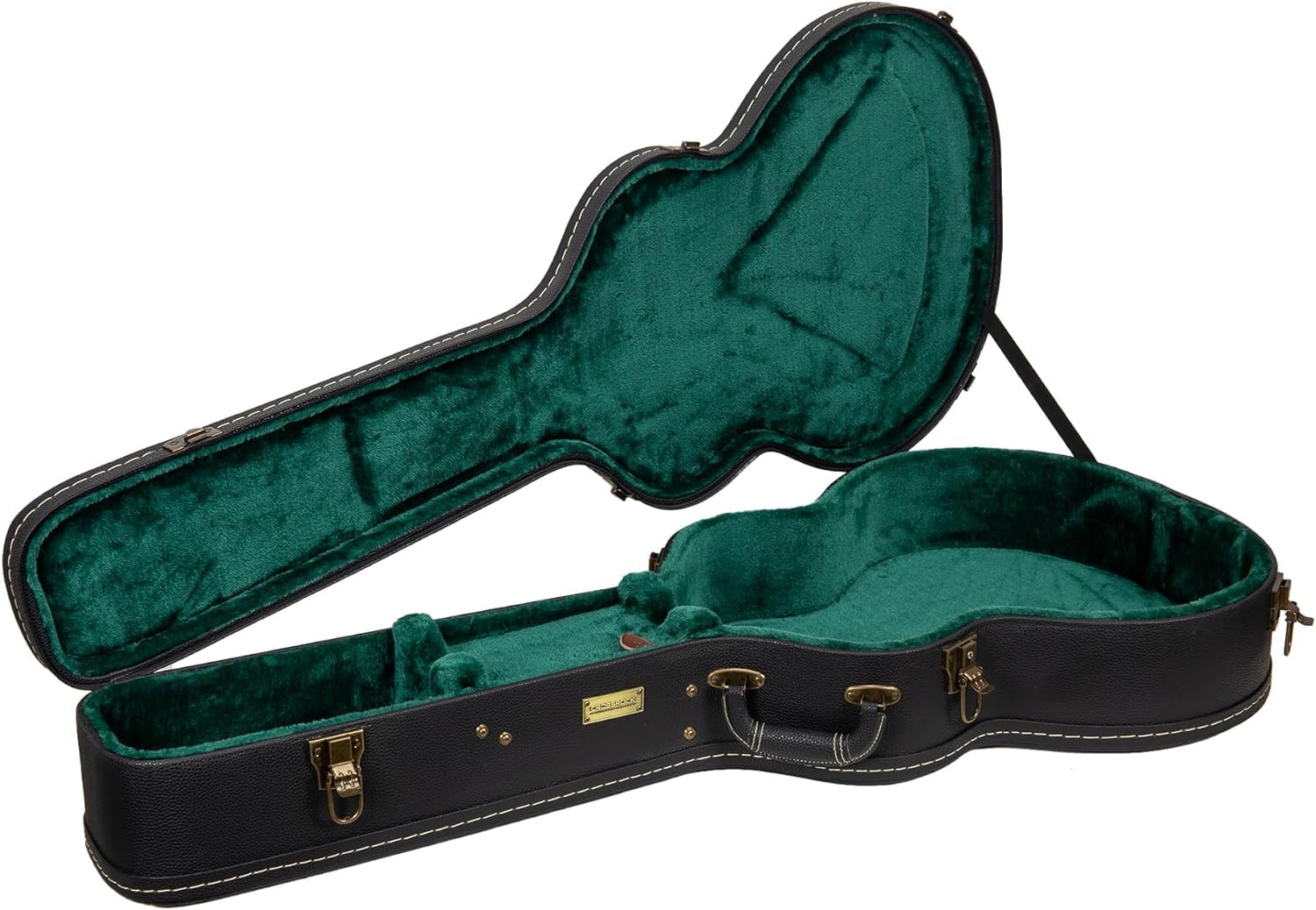 Crossrock Electric Guitar Case fits 16'' Lower Bout Hollow-body Archtop Guitars-Vintage Hardware, Sponge Lining, Metal Feet, Sto