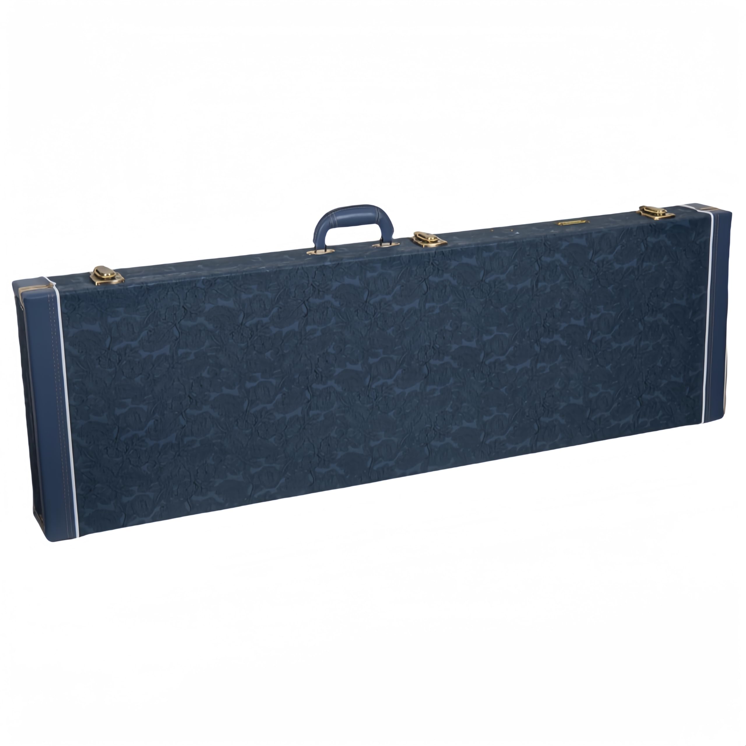 Crossrock Relief Series Bass Guitar Case for Fender Precision & Jazz | Carved Smoke Blue Finish, Monochrome Blue Velvet Interior