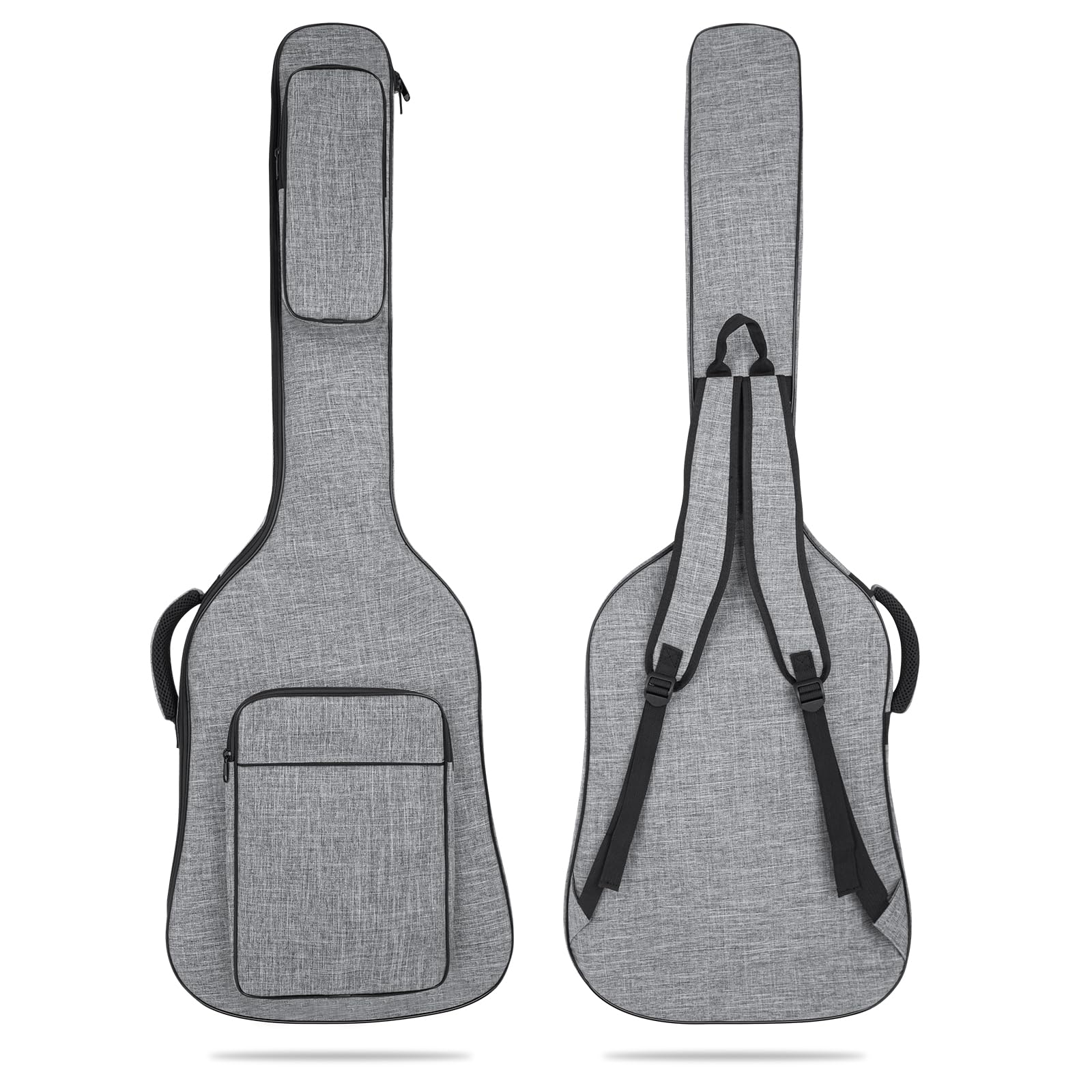 Muztop Bass Guitar Bag, 7Mm Padding Bass Guitar Gig Bag Padded Soft Electric Bass Guitar Case Backpack With Pockets, Grey