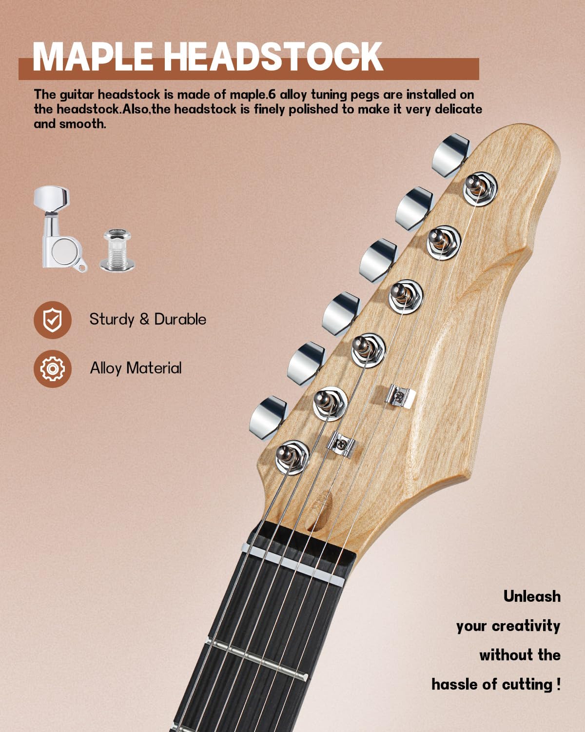 Leo Jaymz DIY ST Style Electric Guitar Kits with Mahogany Body and Maple Neck - Sail Shaped Headstock - Ebony Fingerboard and Al