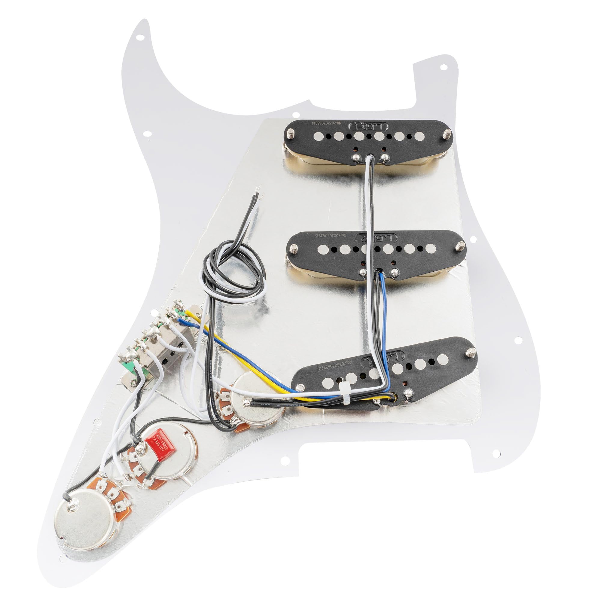 Musiclily Pro-SE ST-60SE Pre-wired SSS Pickguard with Staggered Alnico 5 Pickups for Strat Style Electric Guitar, Red Tortoise 4