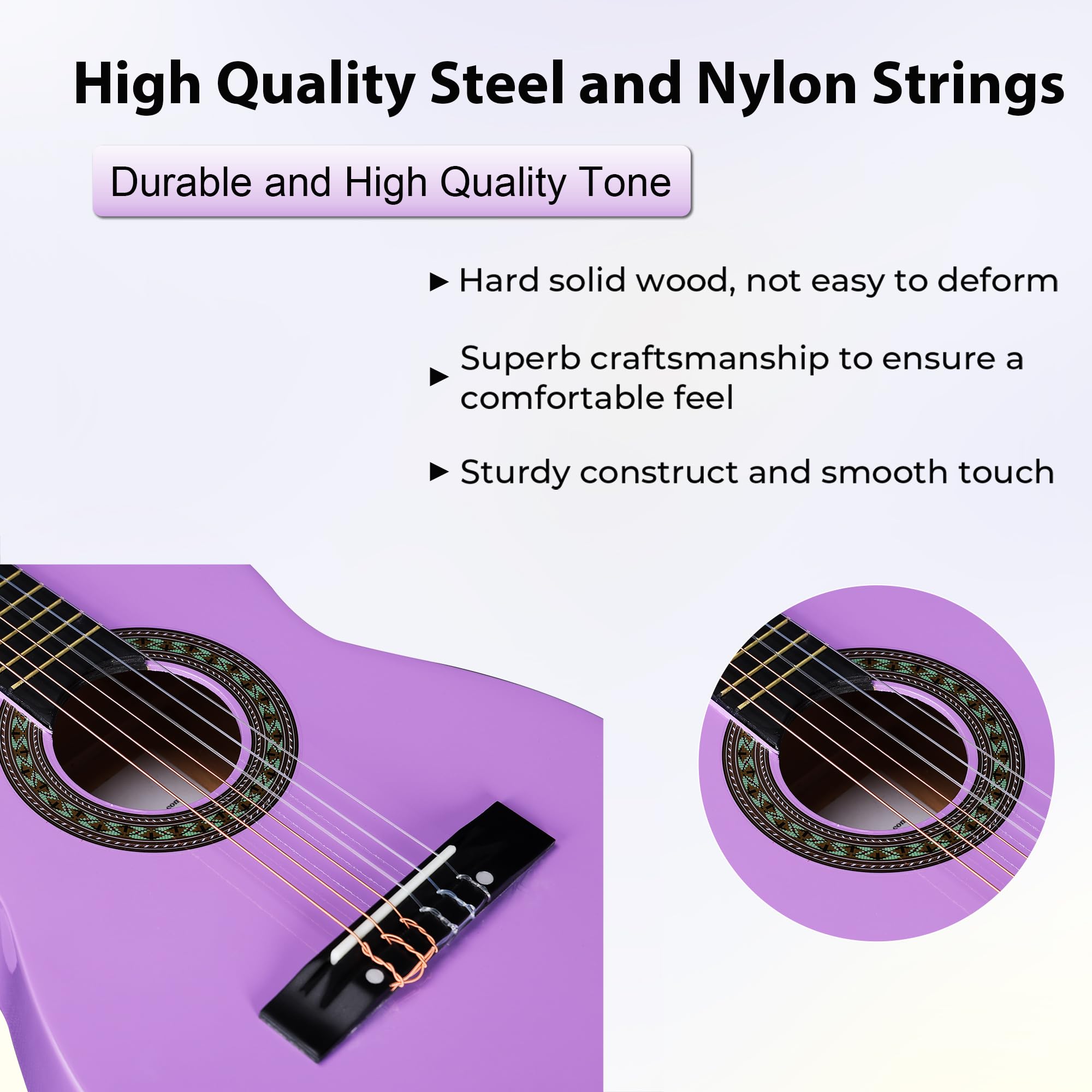 ADM Beginner Acoustic Classical Guitar 30 Inch Nylon Strings Wooden Guitar Bundle Kit for Kid Boy Girl Student Youth Guitarra On