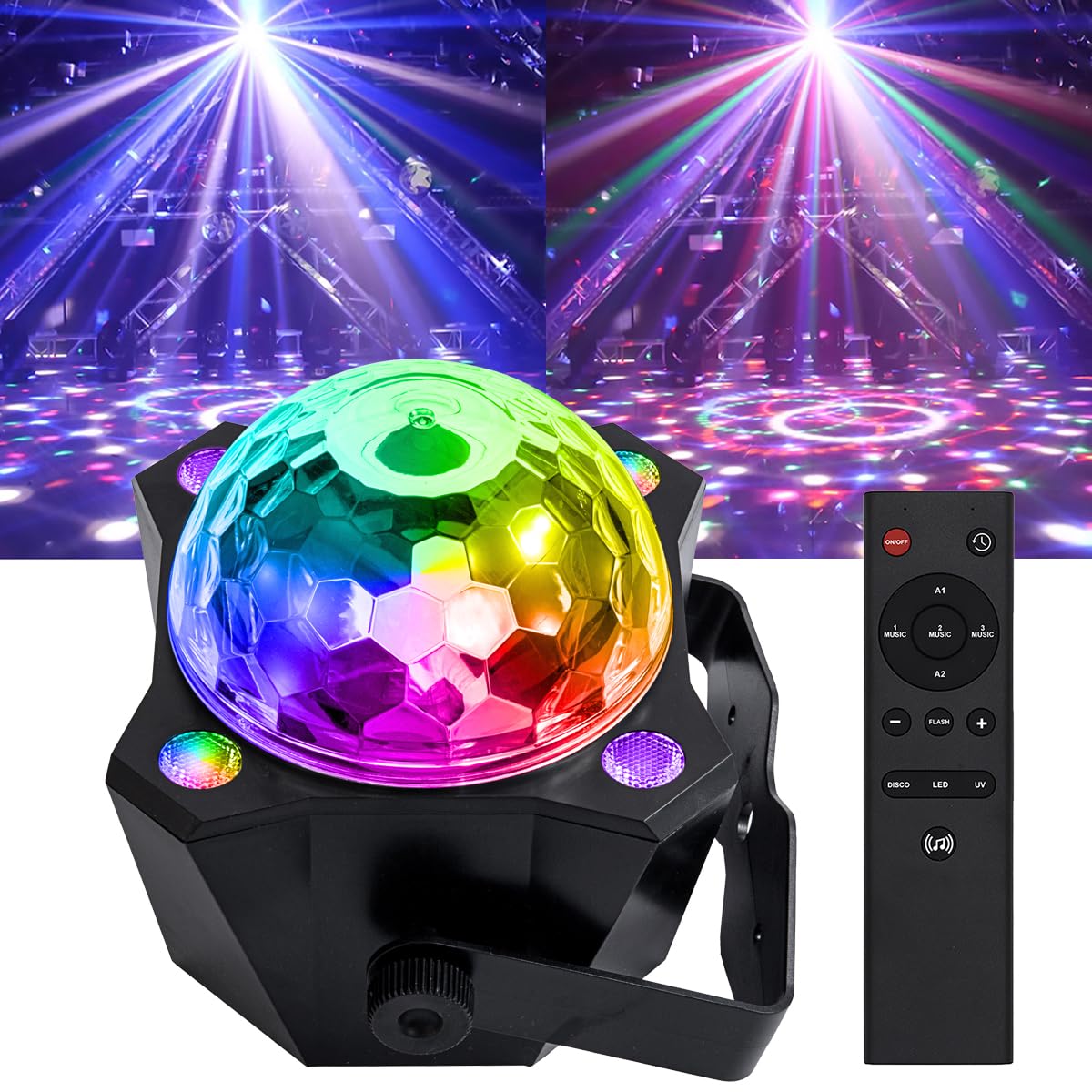 Buclhoz Disco Ball Party Lights Sound Activated Led Colorful Dj Strobe Light For Indoor Room Dance Parties Birthday Rave Home Cl