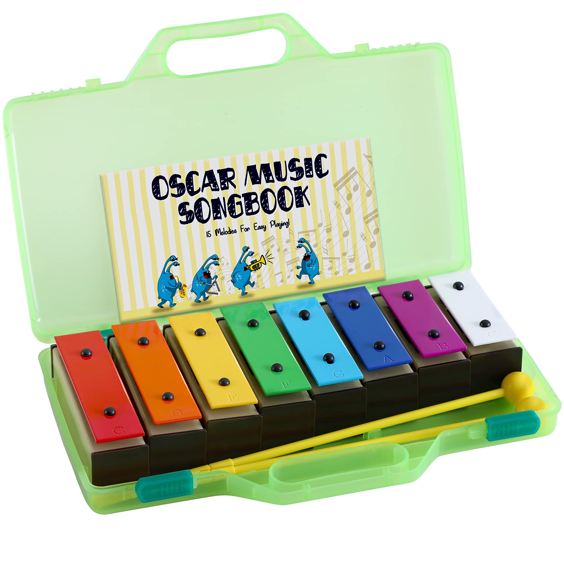 MINIARTIS Glockenspiel Xylophone | Educational Music Toys for Toddlers | 8 Notes Colorful Resonator Bells for Kids with 15 Songb