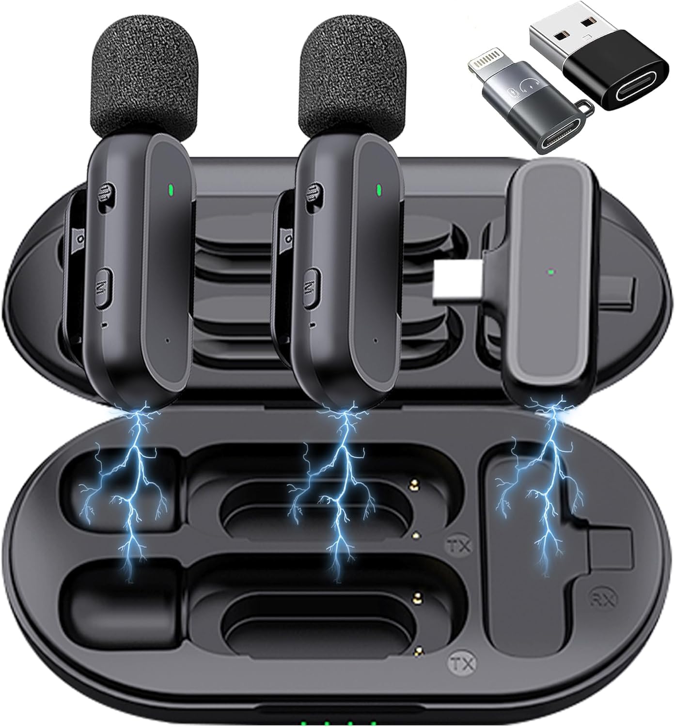 Bassdrops 2 Pack Professional Wireless Lavalier Microphone For Android, Iphone Ipad With Adapter Included Noise Reduction Plug-P
