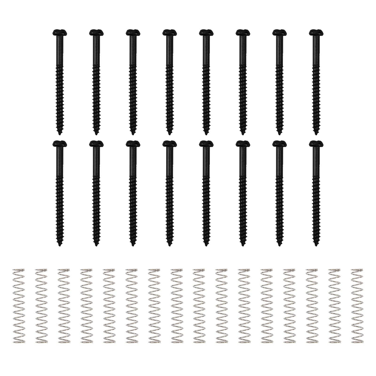 32Pcs Yootones Bass Pickup Mounting Screws Springs Compatible With P Bass Jazz Bass Or P90 Pickups (Black)