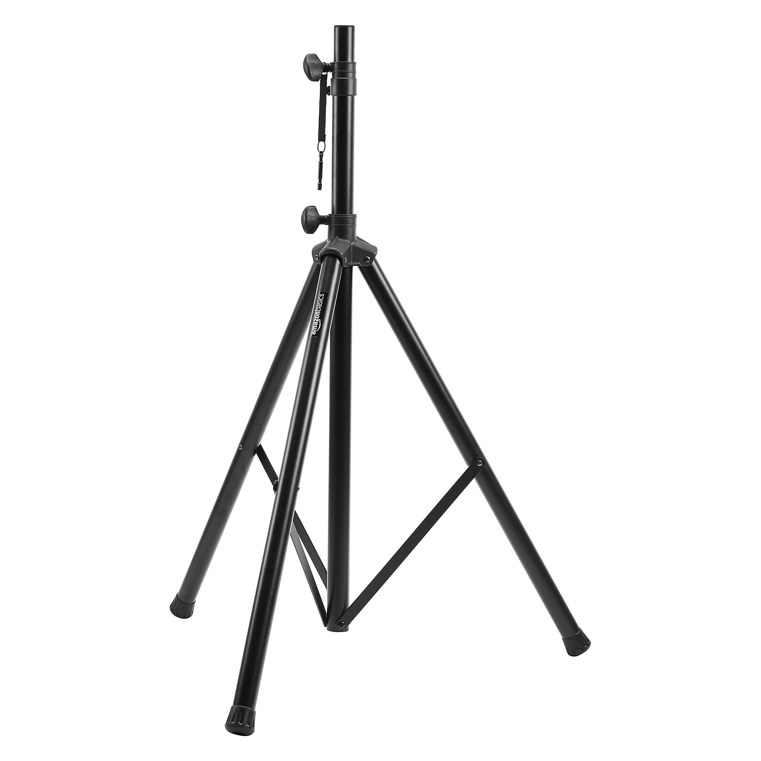 Amazon Basics Speaker Stand, Holds up to 99.2 lbs, Adjustable Height 52 to 73, Steel, Black