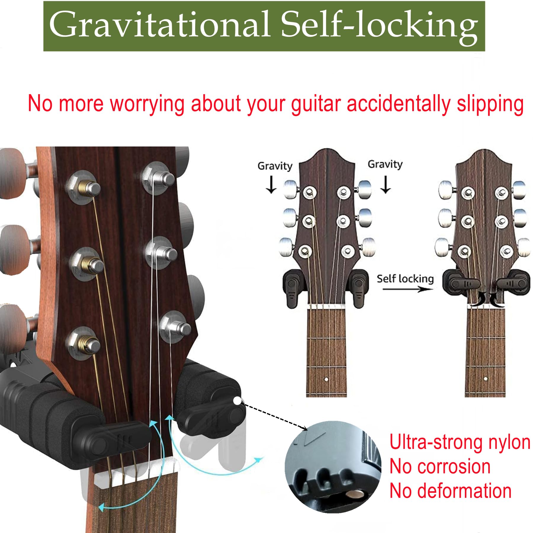 AUPHY Guitar Wall Mount with Automatic Lock & Swivel Design for Electric Guitar Acoustic Guitar&Bass,etc