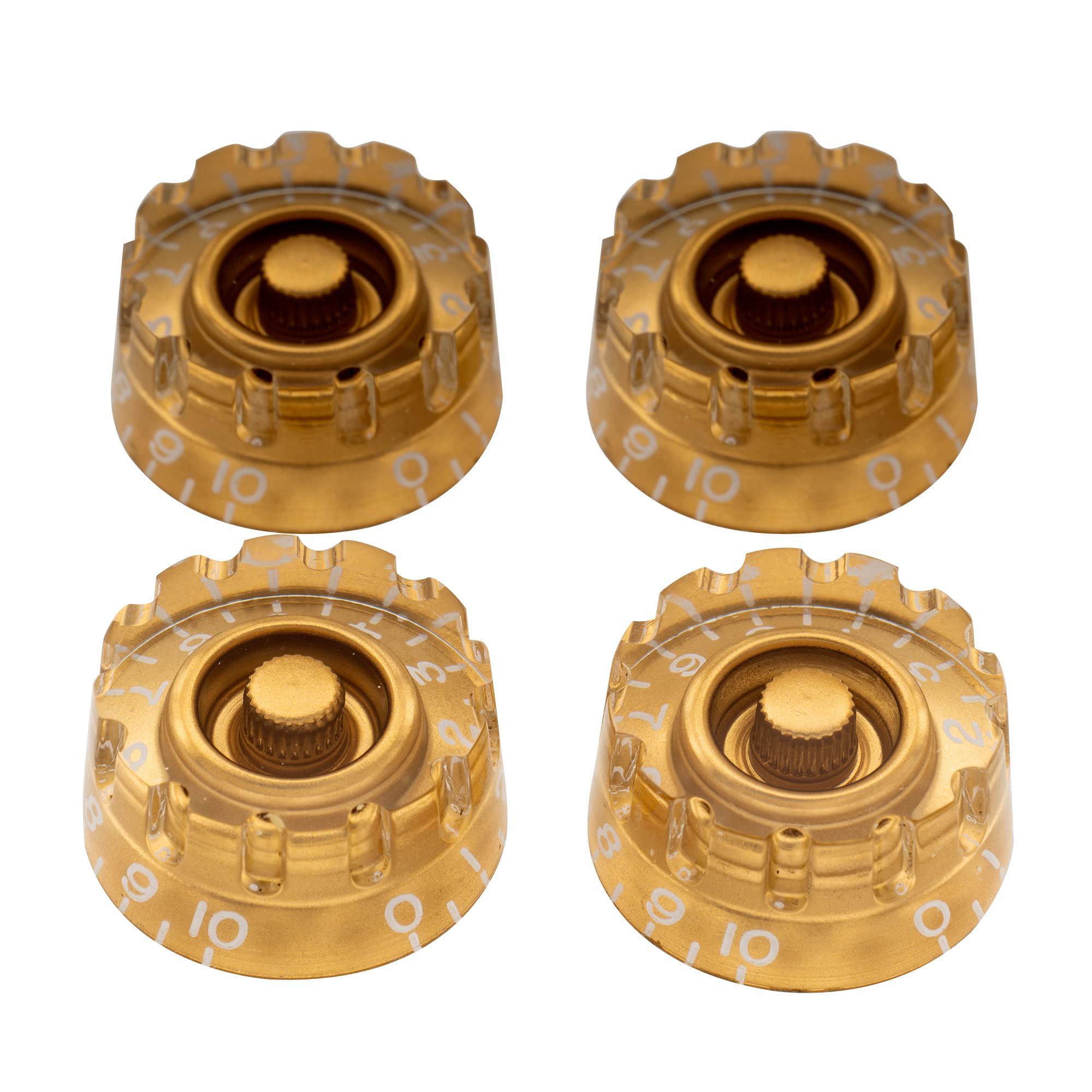 Musiclily Pro Inch Size Guitar Knurled Speed Knobs for USA Made Les Paul Style Electric Guitar, Gold (Set of 4)