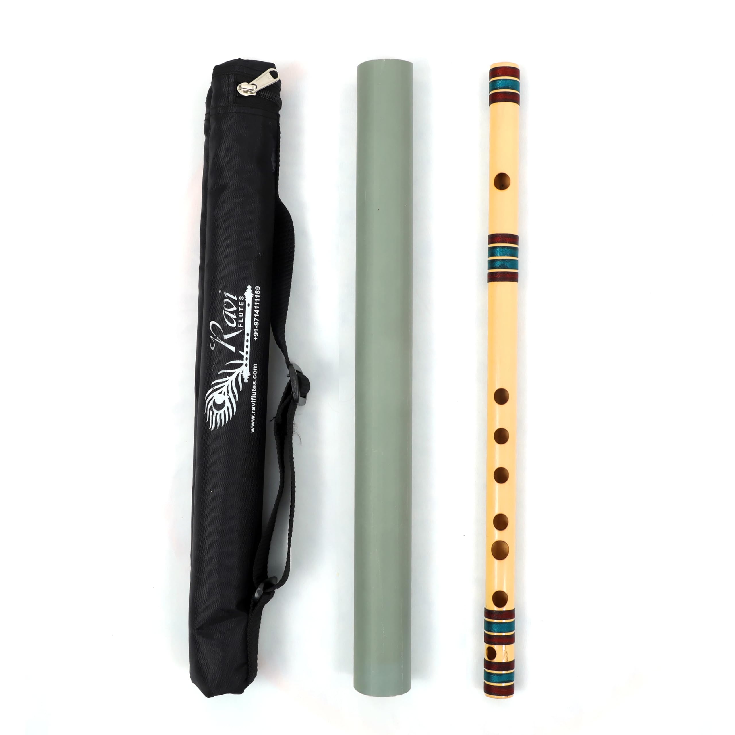 Ravi Flutes Professional F Middle Bamboo Flute 15 Inch - Bansuri For Beginners & Professionals | Smooth & Melodious Sound | Indi