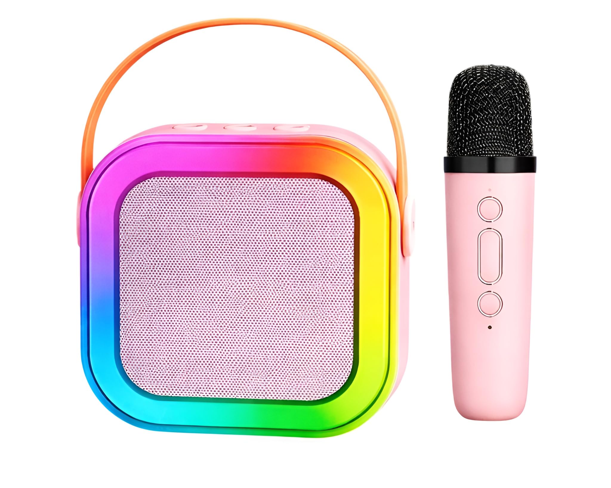 Gift Mania Portable Bluetooth Karaoke Microphone And Speaker Set With Led Lights, Rechargeable Mini Karaoke Machine