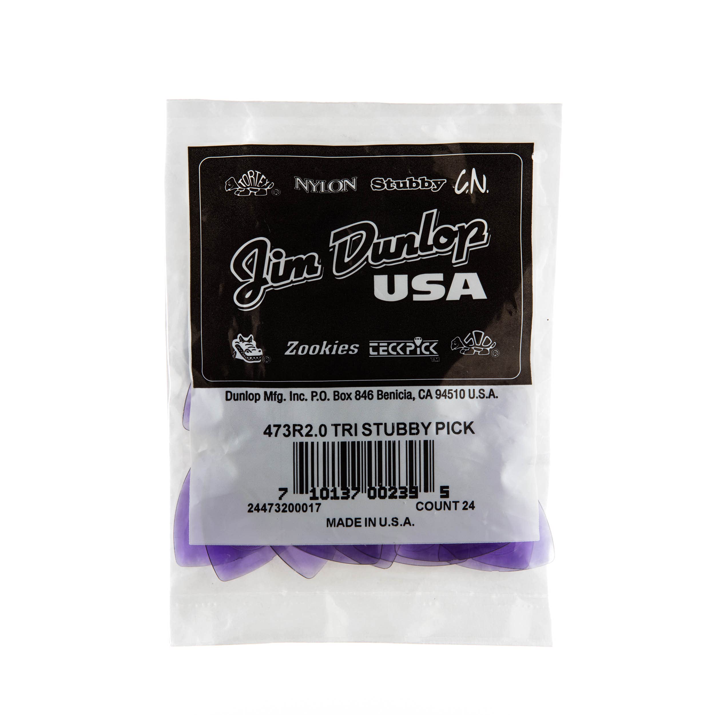 JIM DUNLOP 473R2.0 Tri Stubby, Light Purple, 2.0mm, 24/Bag