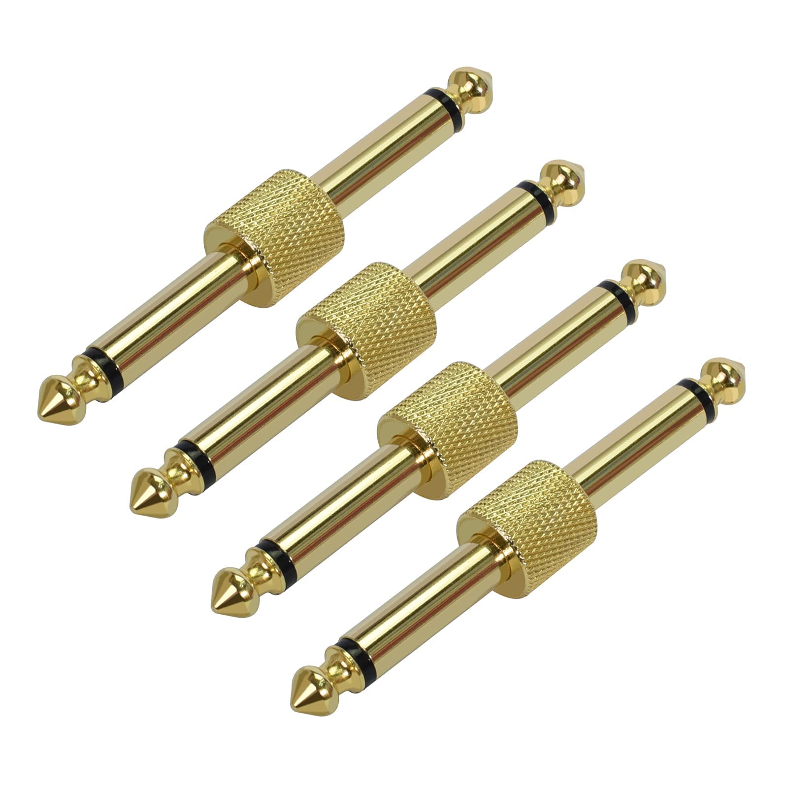 Stax 1/4 Inch 6.3Mm Guitar Pedal Connector Couplers Straight Type 4 Pack Ts Copper Male Connector For Saving Effect Pedalboard S
