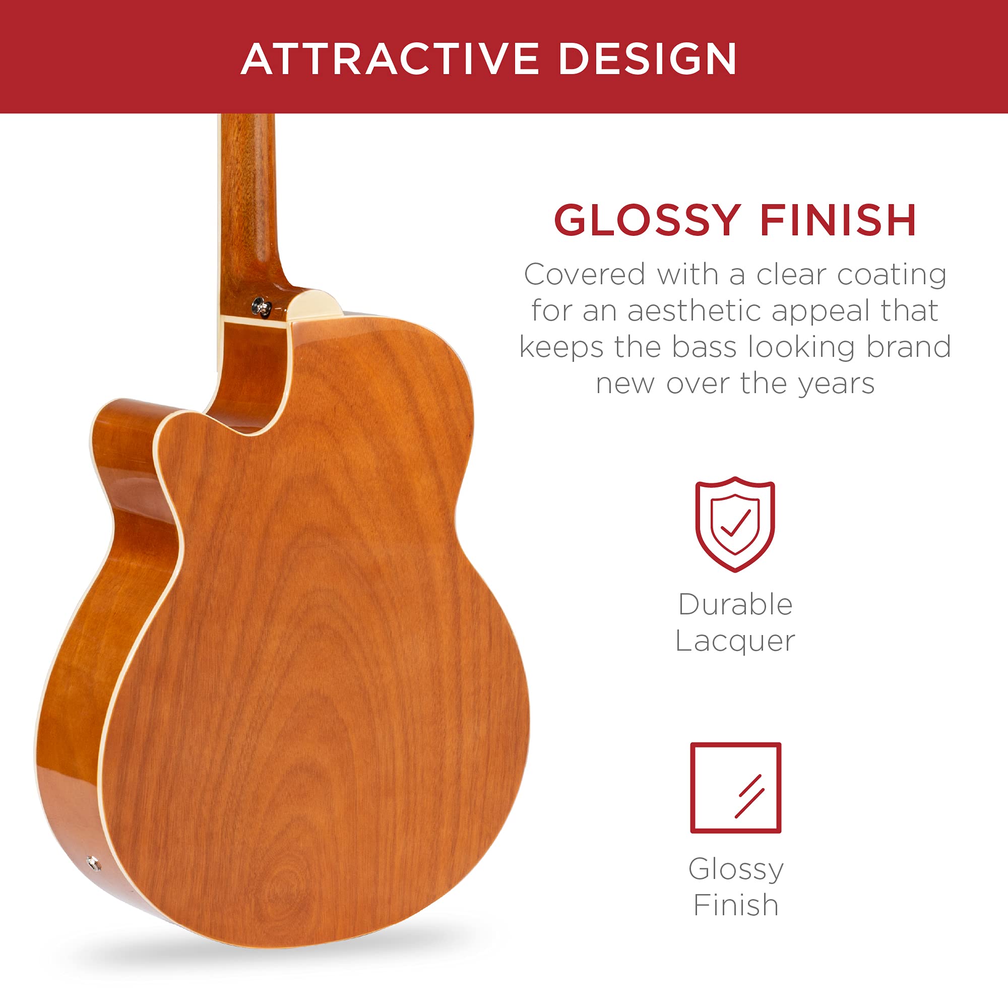 Best Choice Products Acoustic Electric Bass Guitar - Full Size, 4 String, Fretted Bass Guitar - Natural