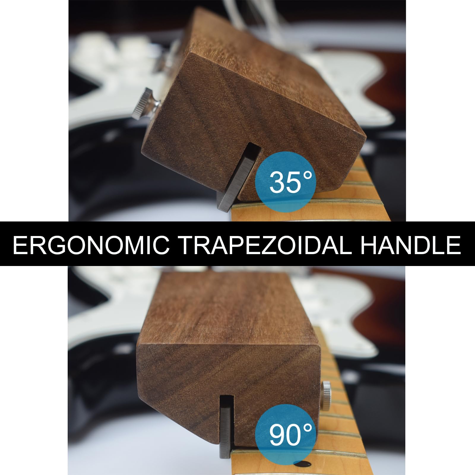 Fret End Beveling & Dressing File - 35/90 Degree Tool-Free Installation Luthier Tool for Guitar & Bass - Duel-Textured High-Carb