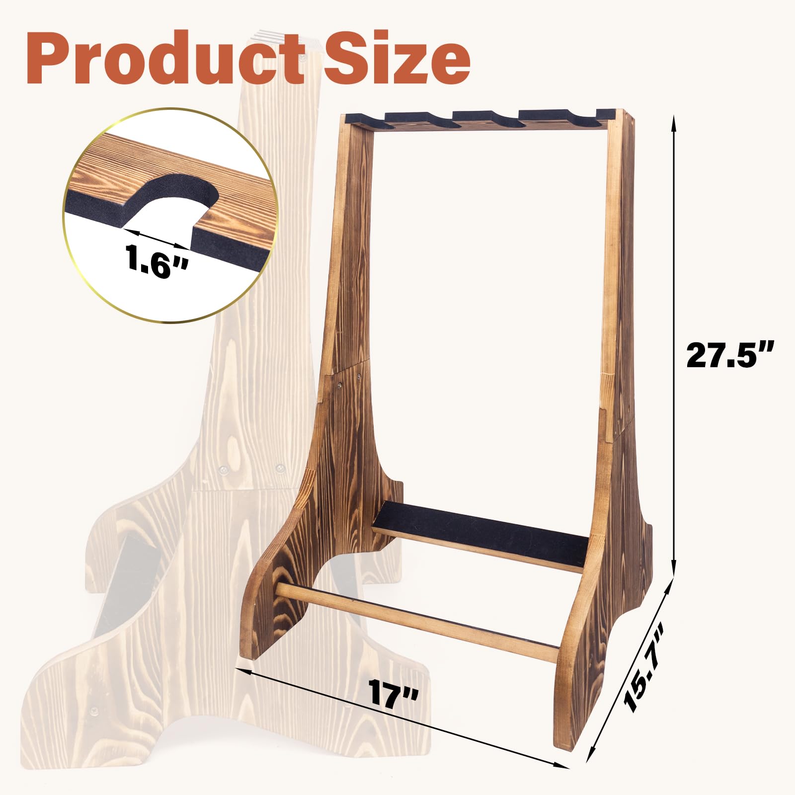 4 Multiple Guitar Stand Racks,Guitar Holder with Protective Velvet Band,Wooden Guitar Display Holder for Acoustic, Electric Guit