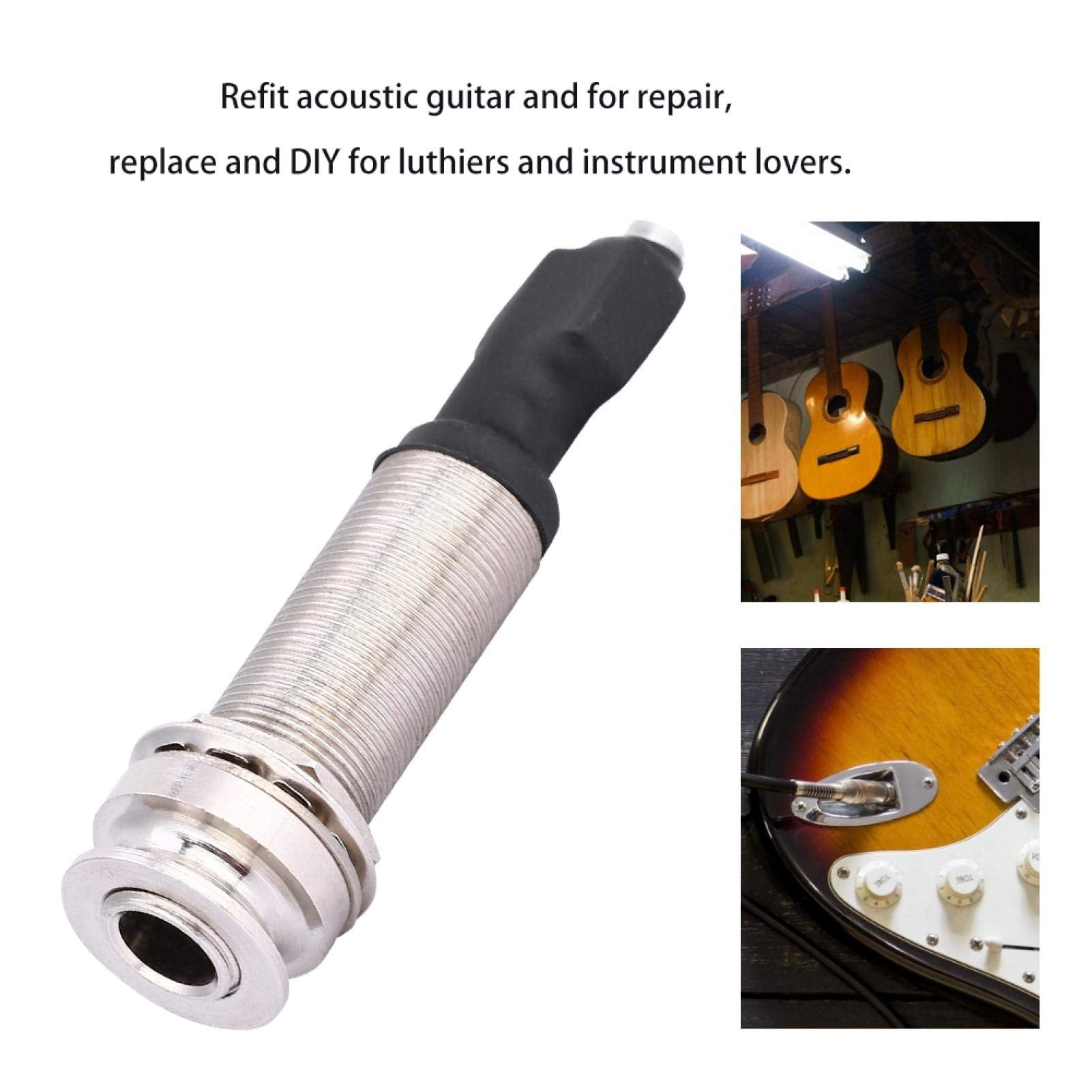 1/4'' (6.35mm) Output 2.5mm Input Endpin Jack, Piezo Pickup Jack Built-in Rod Piezo Pickup for Acoustic Guitar