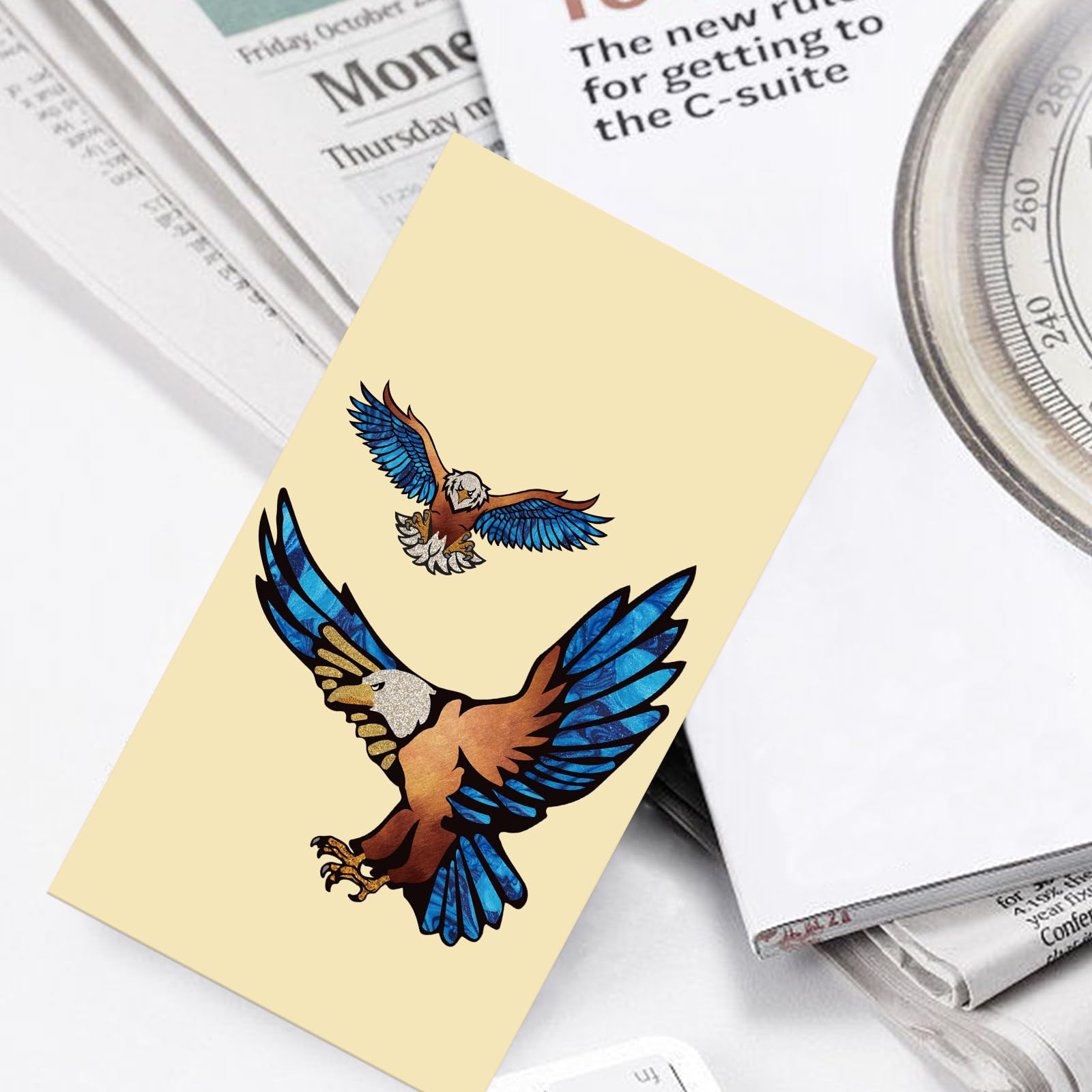 PLIGREAT 2 Pack Guitar Guard Board Stickers Guitar Headstock Decor Removable Eagle Decals DIY Gifts for Guitarist Bass Player Ba