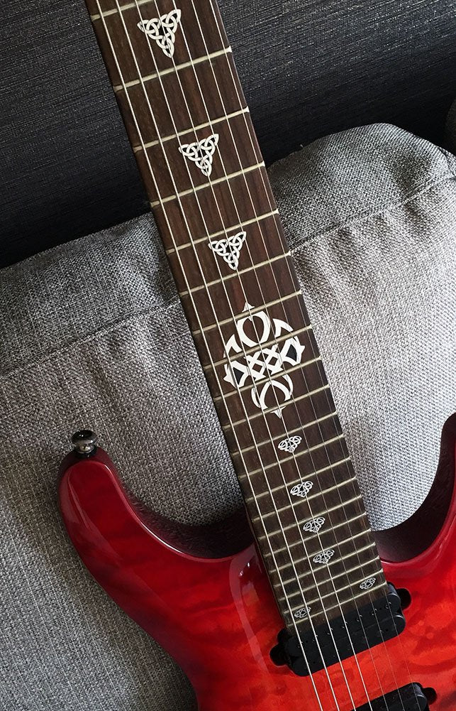 Jockomo Emblem 12th Position Mark Guitar Inlay Sticker - Metallic Triangle Cross