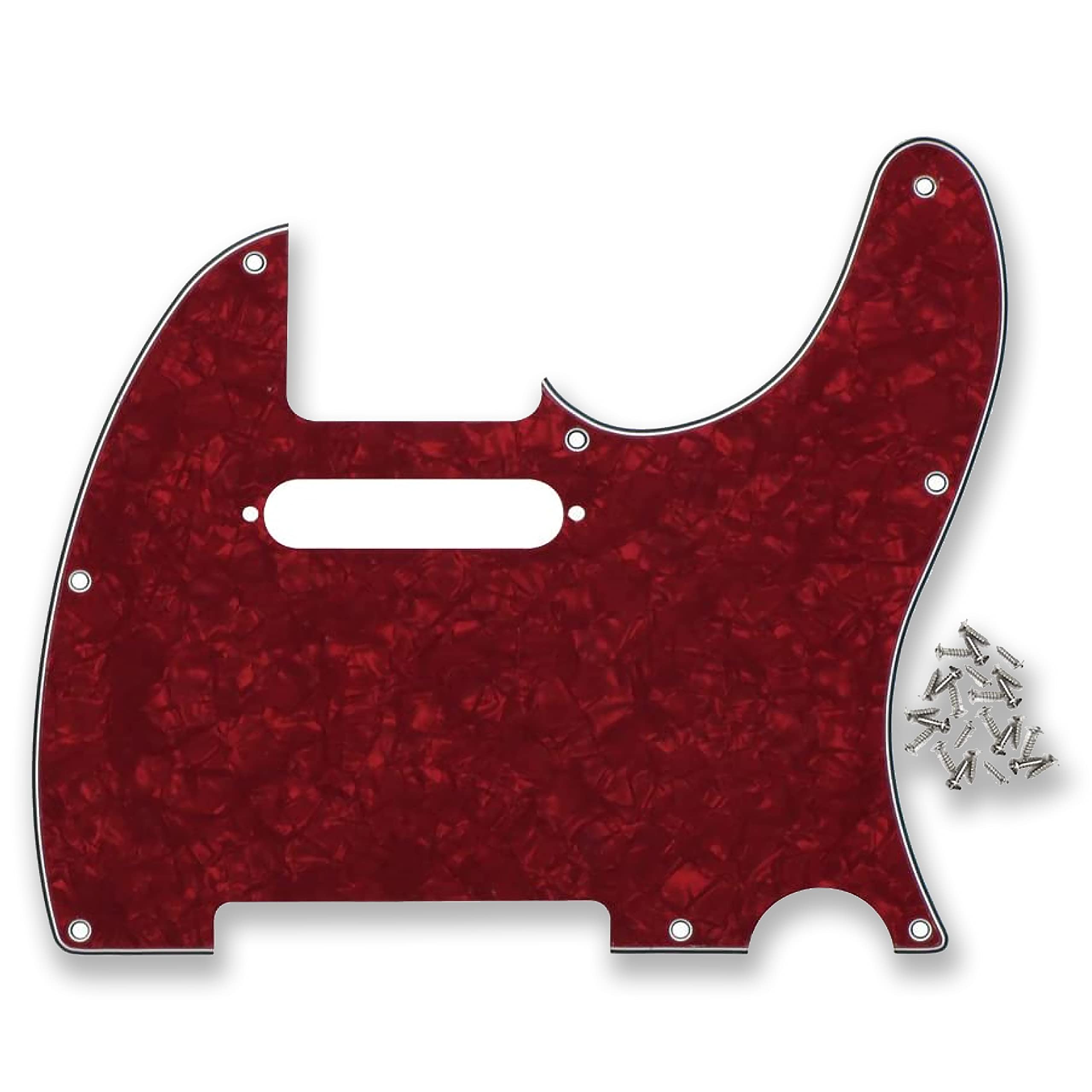 Bexgears 8 Hole Electric Guitar Pickguard For Tl Style Guitar Parts (4Ply Red Pearl)