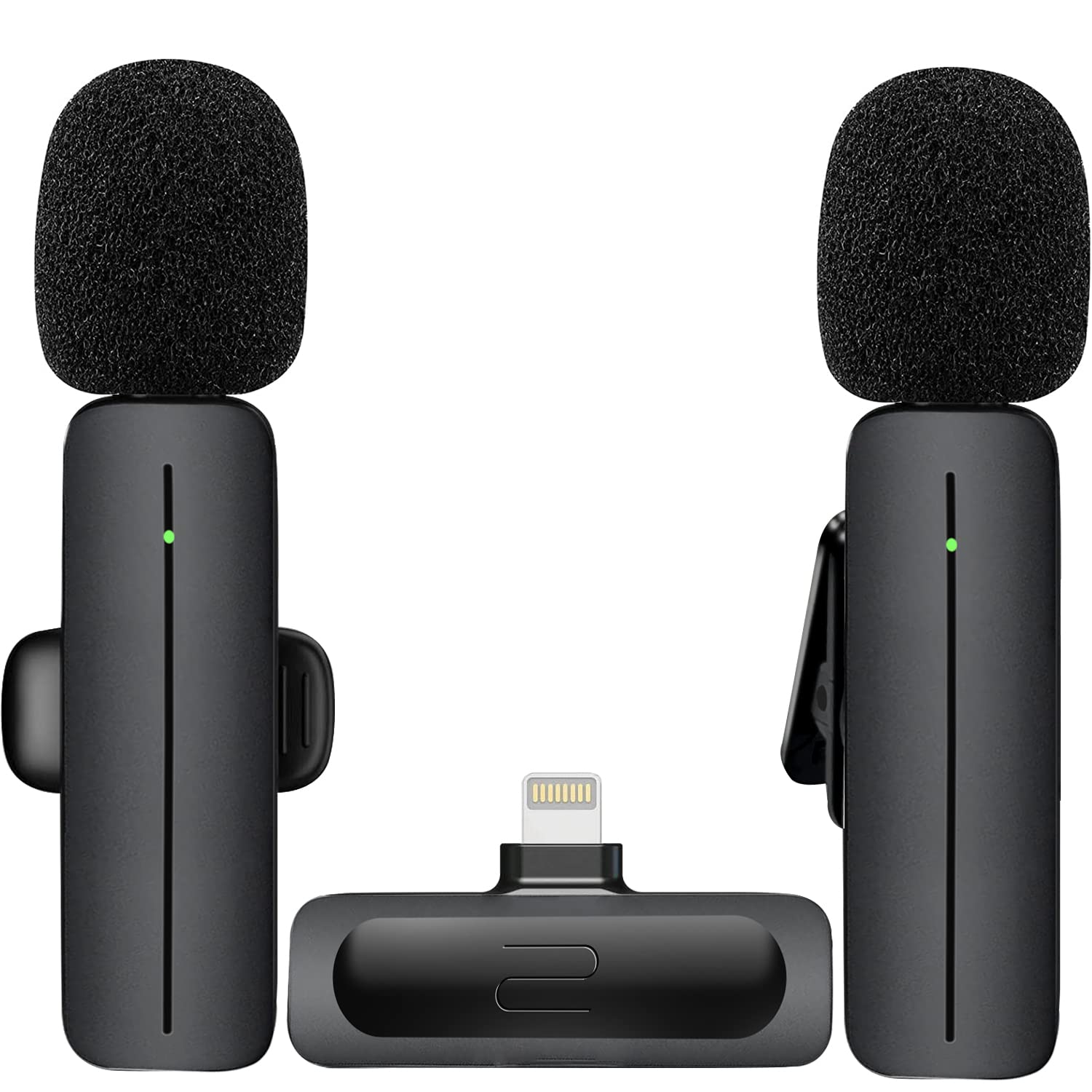 2 Pack Wireless Mini Lavalier Lapel Microphone for iPhone,iPad - Cordless Double Mics Plug and Pick-up 2.4G Ultra-Low Delay Buil