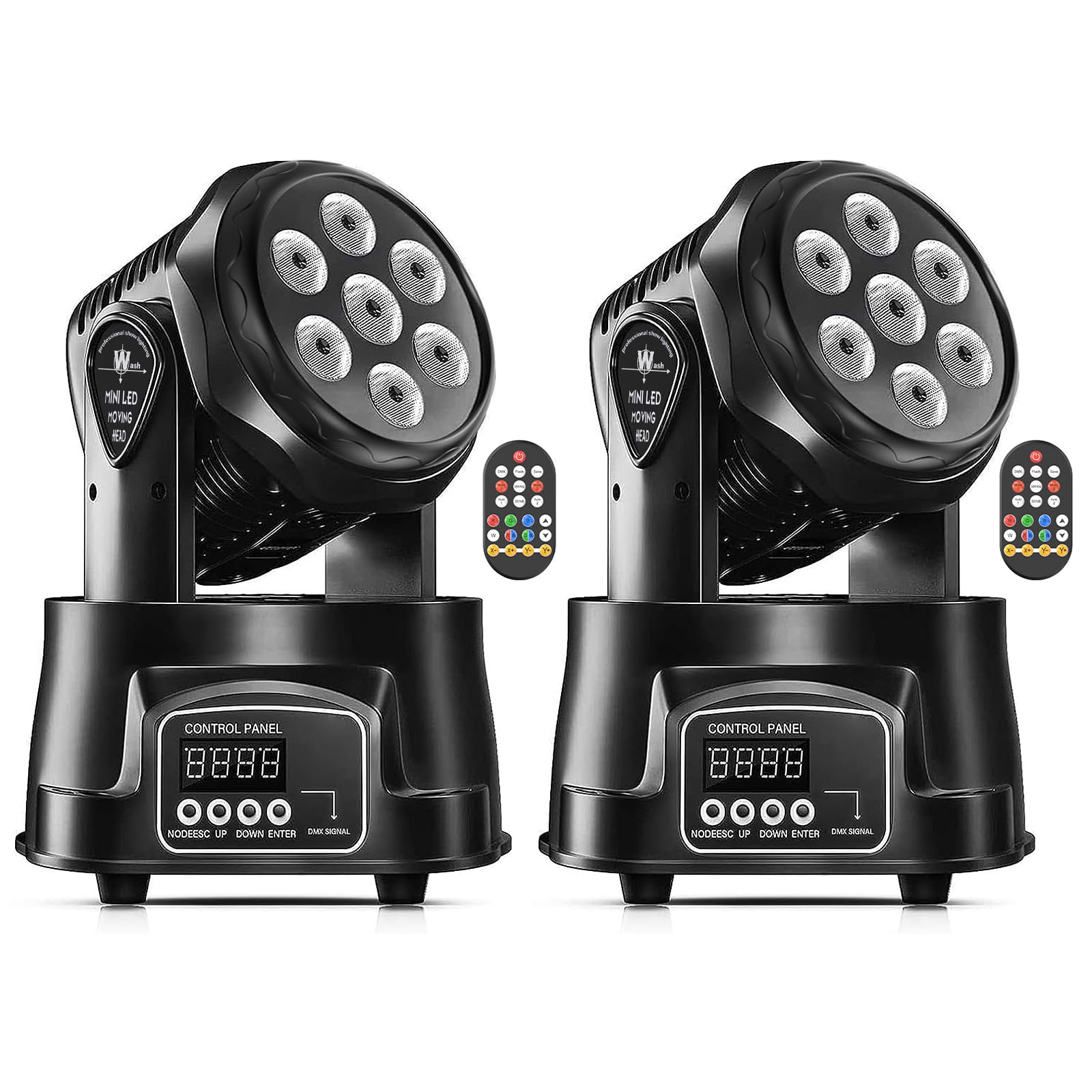 UKing Moving Head Light RGBW Stage Lighting DJ Lights 7 x 10W LED Beam Spotlight 9/14 CH Wash Light with DMX and Sound Activate